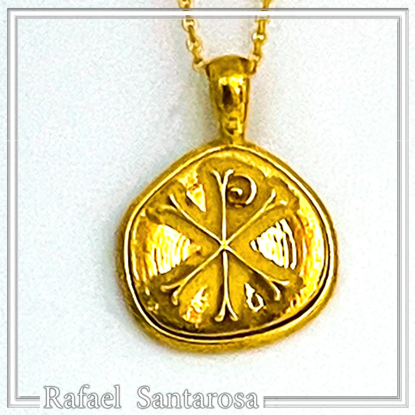 Chi Rho Jesus Christ Religious Pendant: 18k Gold Filled Sterling Silver Orthodox Catholic Charm — Necklaces from Rafael Santarosa Fine Jewelry