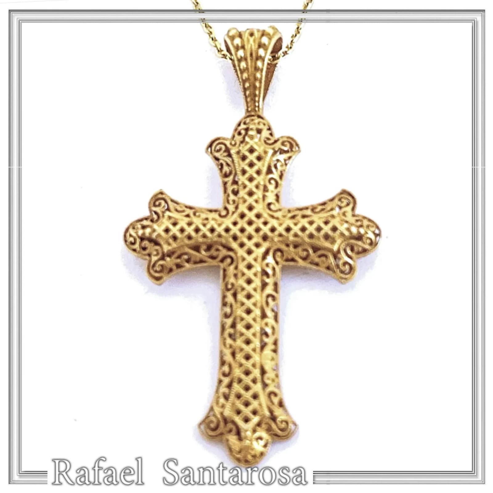 Byzantine Filigree Cross sterling silver 18K Gold filled Byzantine Museum Inspired — Decorative objects from Rafael Santarosa Fine Jewelry