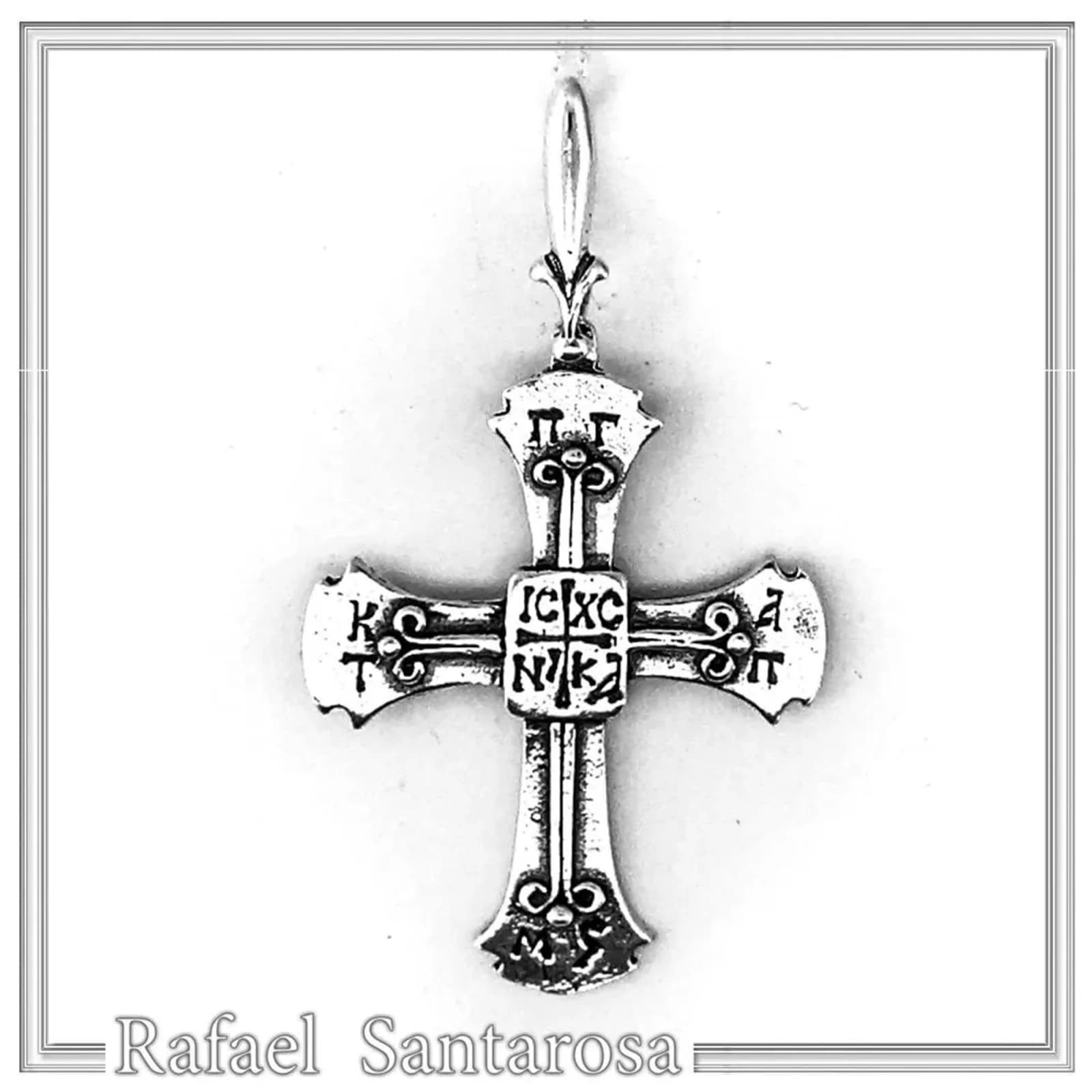 Holy Mount Athos Monks Orthodox Cross Pendant ICXC NIKA "Jesus Christ Conquers" Sterling Silver — Necklaces from Rafael Santarosa Fine Jewelry