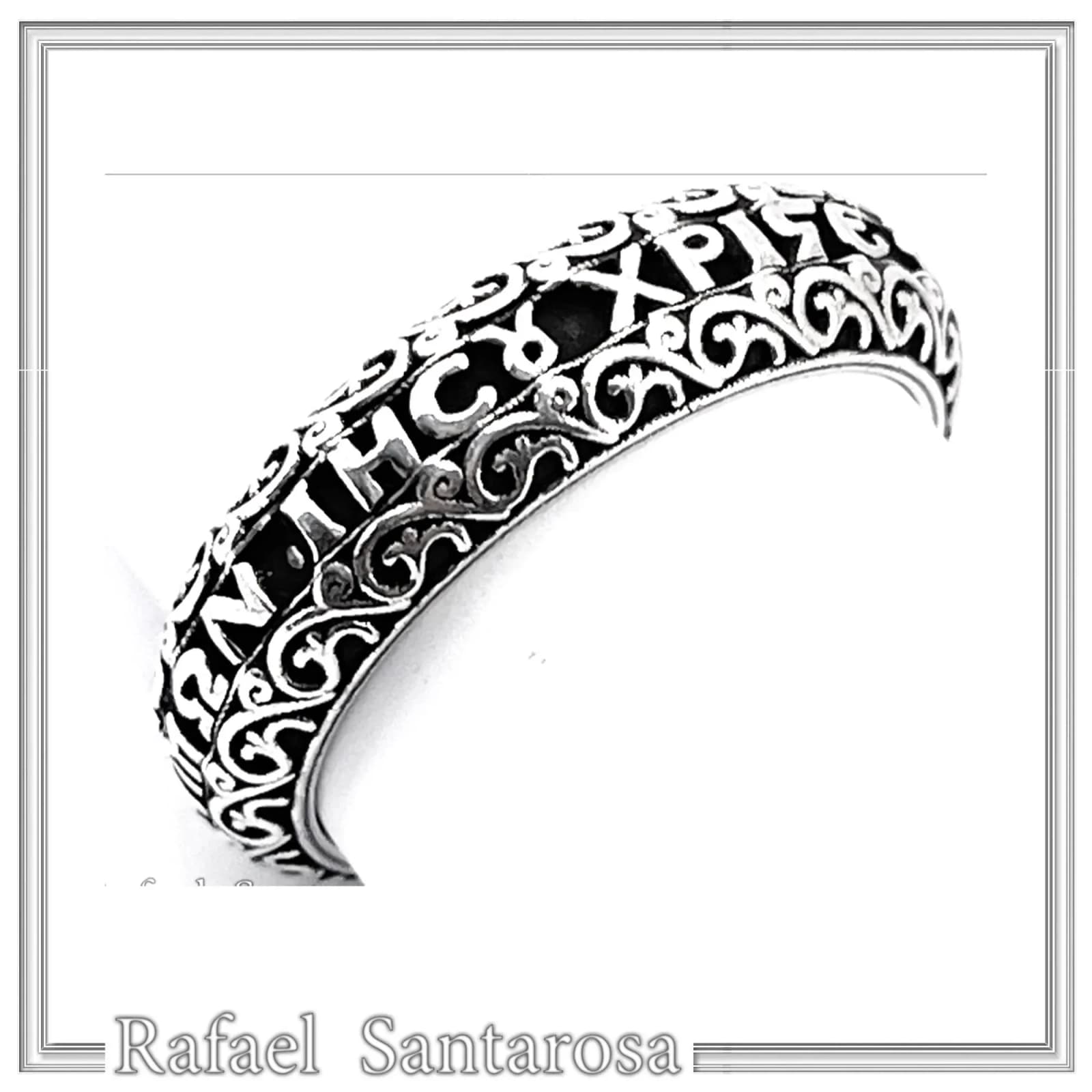 Orthodox Christian Prayer Ring: Lord Jesus Christ Have Mercy. Religious Band Oxidized Sterling Silver — Rings from Rafael Santarosa Fine Jewelry
