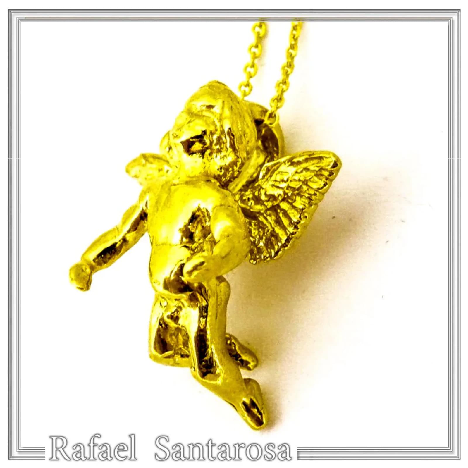 Baby Cupid Angel Pendant Symbol of Love: Sterling Silver 18K Gold Filled Necklace — Necklaces from Rafael Santarosa Fine Jewelry