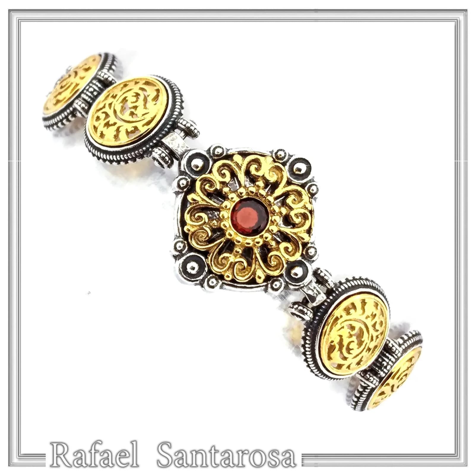 Natural Gemstone Byzantine Beaded Bracelet: Oxidized and 18K Gold Filled sterling Silver — Bracelets from Rafael Santarosa Fine Jewelry