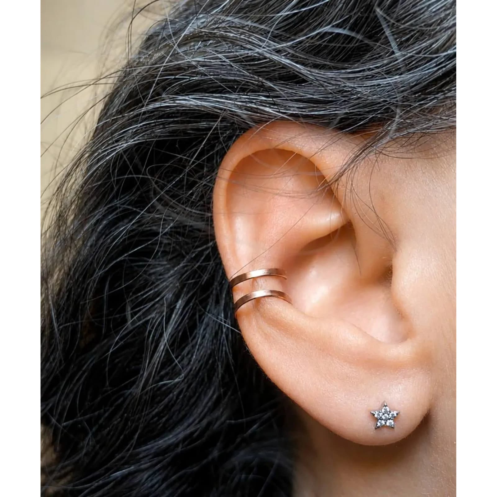 Oxidized Copper Ear Cuff, Double Ear Cuff, No Piercing Jewelry, Rustic Cartilage Boho Ear Wrap, Copper Ear Jewelry, Handmade Gift for Her