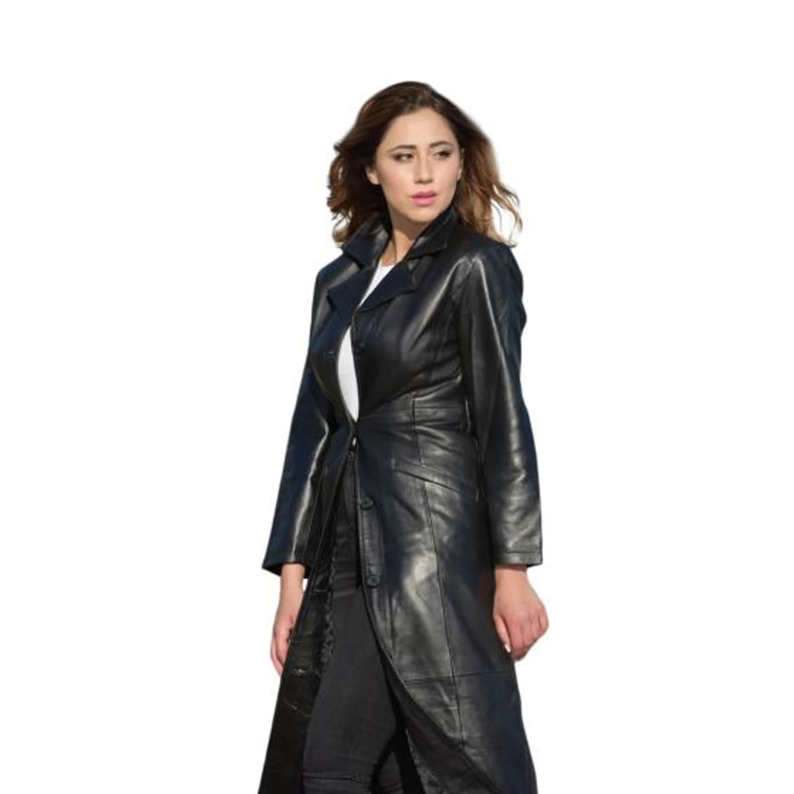 Women's Leather Trench Coat TLW0047