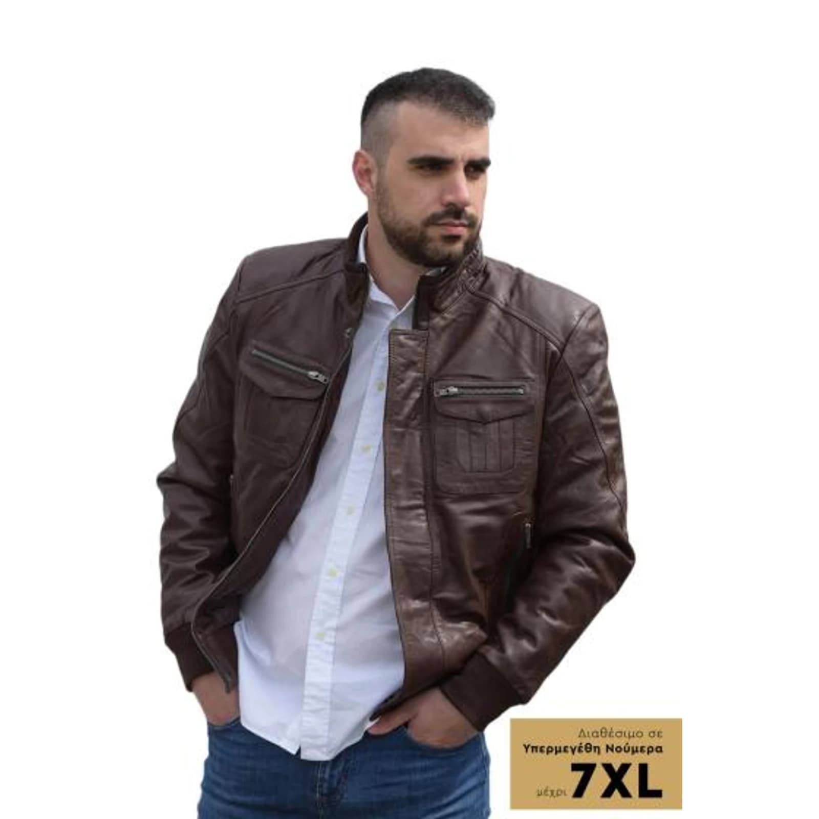 Men's Leather Bomber Jacket TLM0008