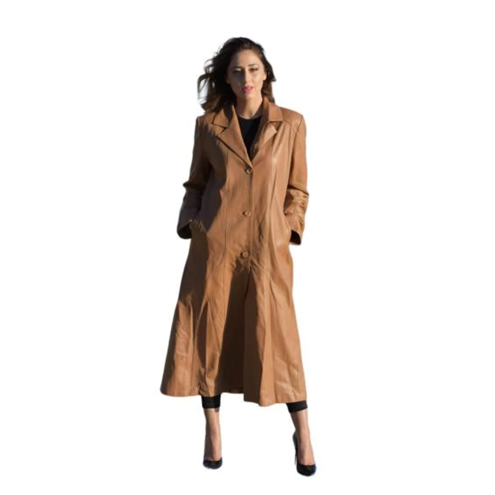 Women's Leather Trench Coat TLW0054