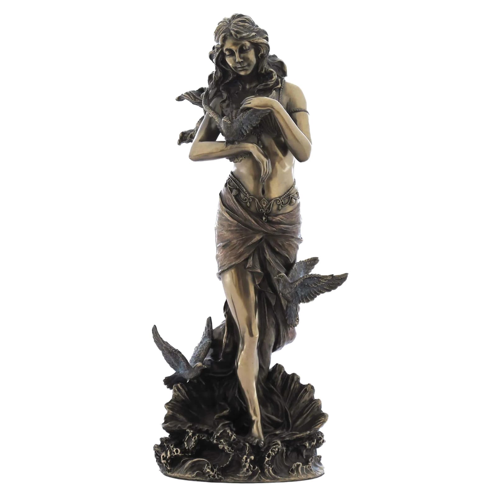 Aphrodite with Doves Statue β 28cm Veronese Cold-Cast Bronze Greek Goddess Figurine β Statues & figurines from ArtStatues