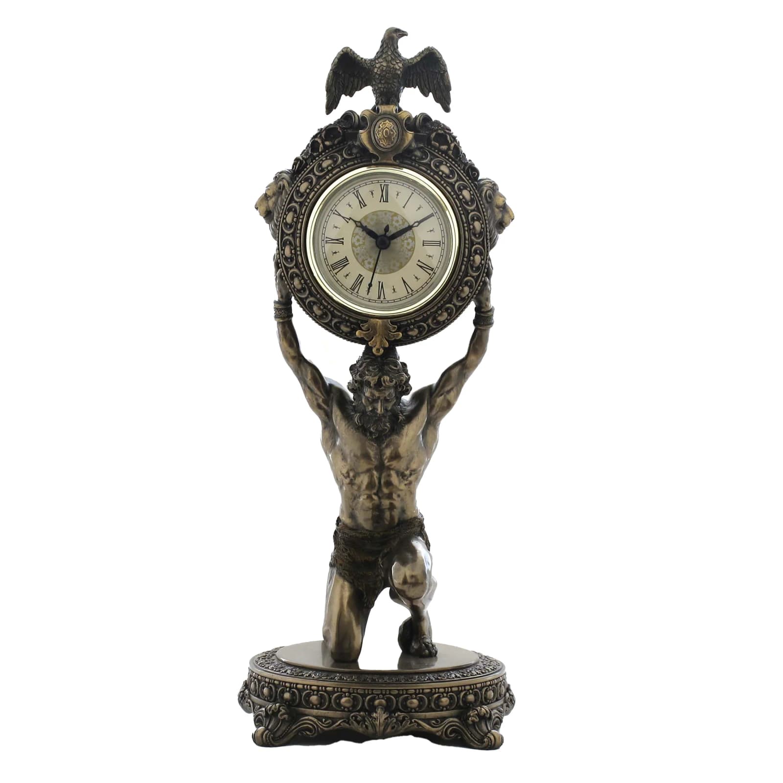 Atlas Greek Titan Clock 39cm Mythology Veronese Cold-Cast Bronze Table Clock β Statues & figurines from ArtStatues