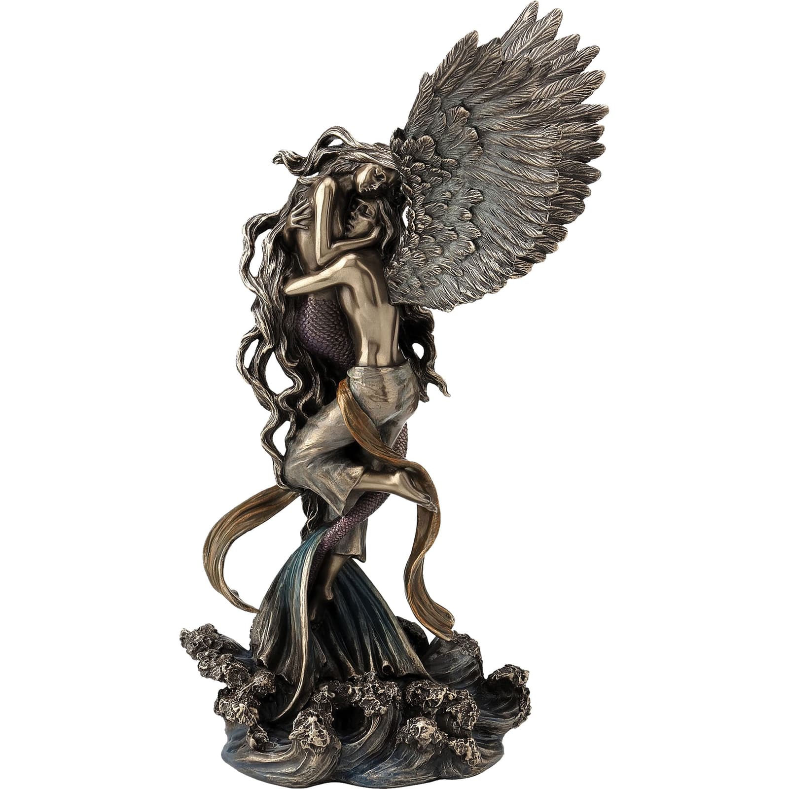 Angel and Mermaid Bronze Statue β 30.5Γ17.5 cm Lovers Sculpture β Statues & figurines from ArtStatues