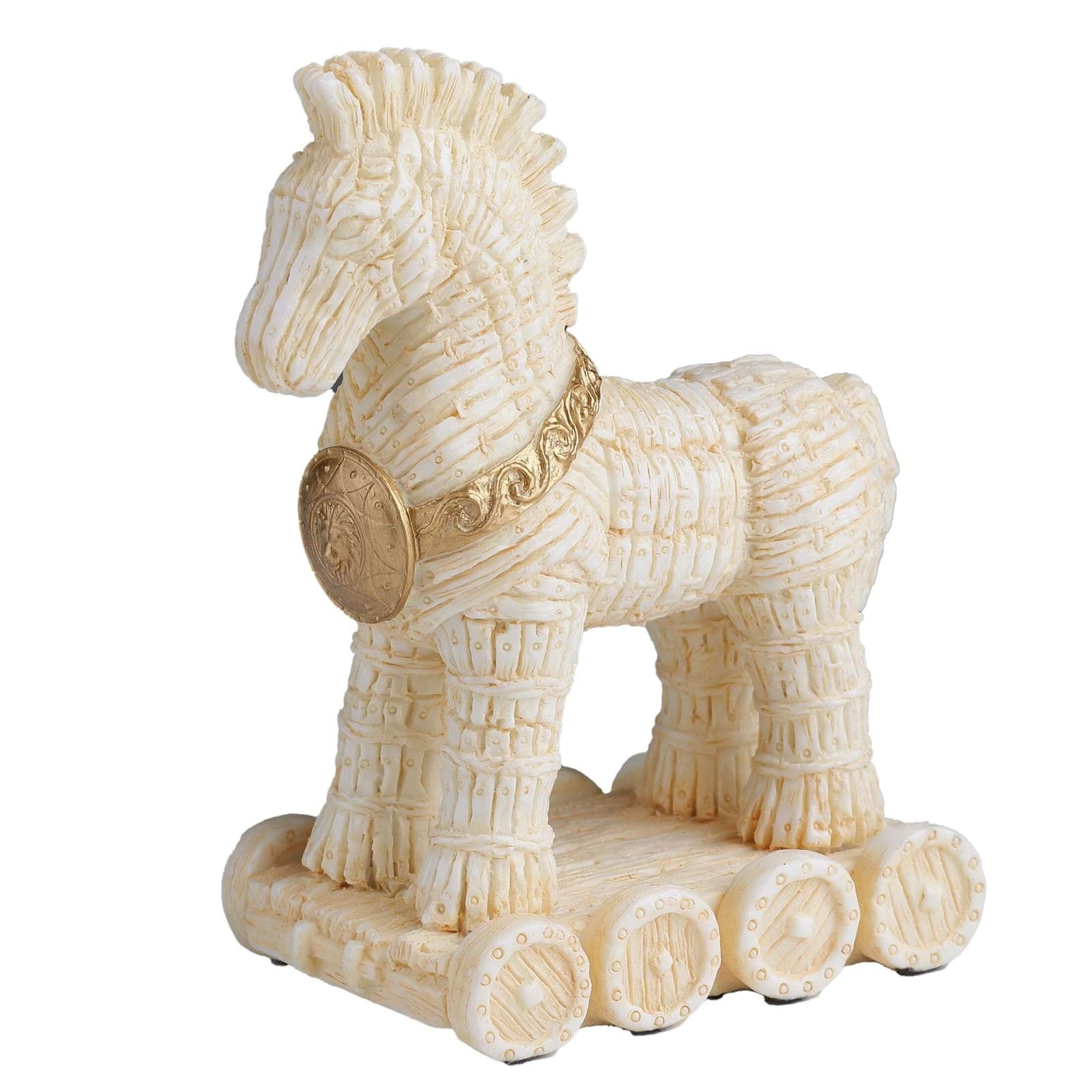 Trojan Horse Statue - White & Gold Resin Figurine 8.2 x 6.5 cm β Statues & figurines from ArtStatues