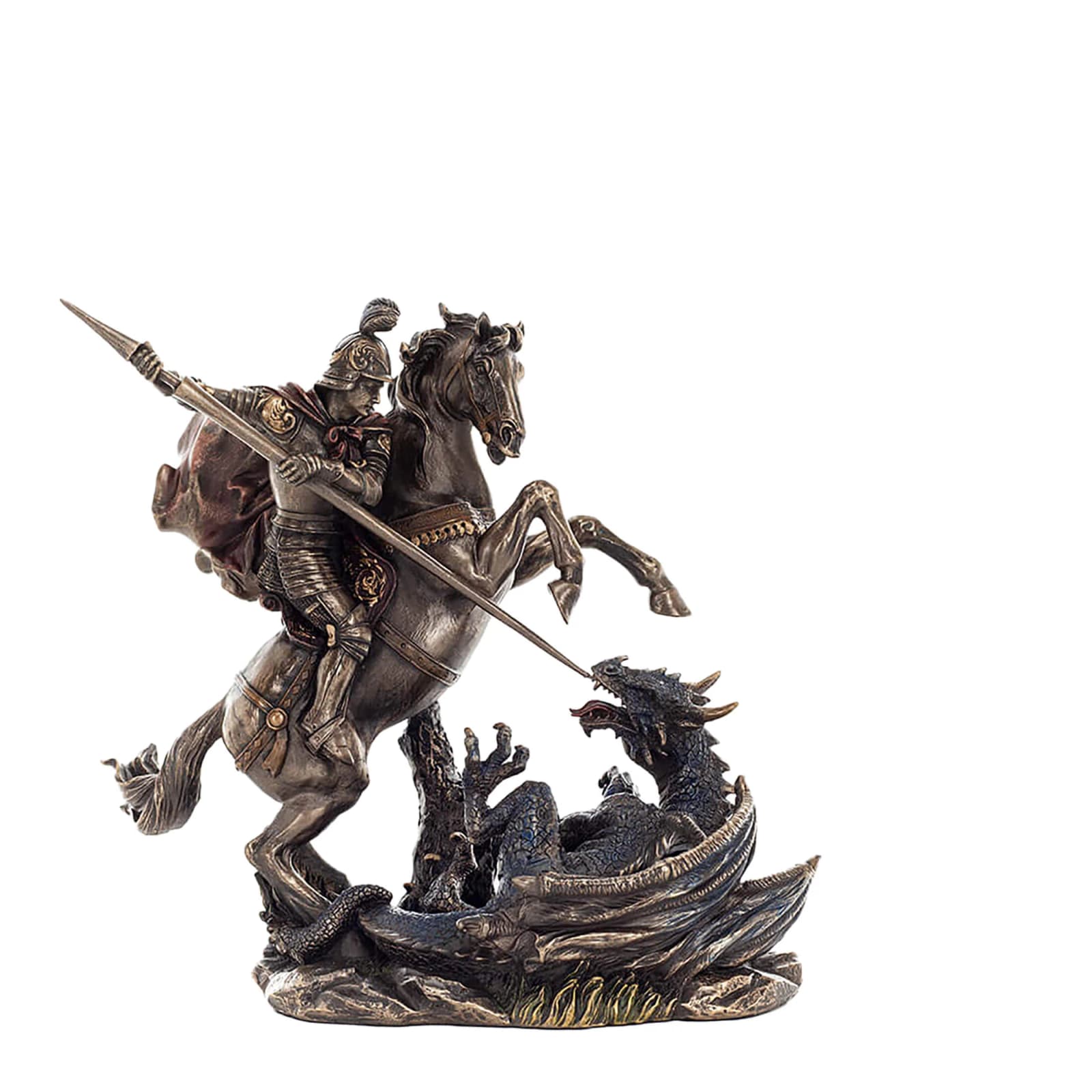 Saint George Slaying the Dragon 23x21cm Veronese Cold-Cast Bronze Statue β Christian Warrior Figurine β Statues & figurines from ArtStatues