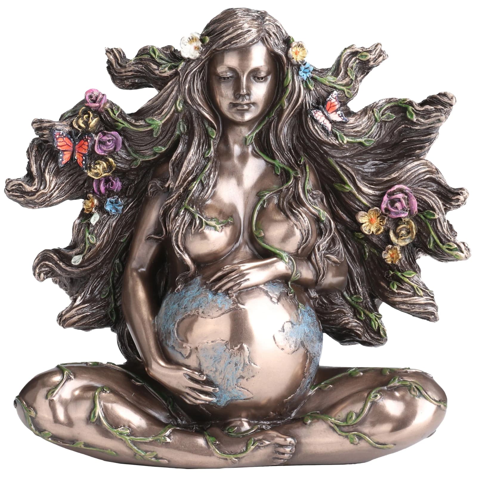 Sitting Pregnant Mother Gaia With Butterflies 12.5cm Veronese Statue β Statues & figurines from ArtStatues