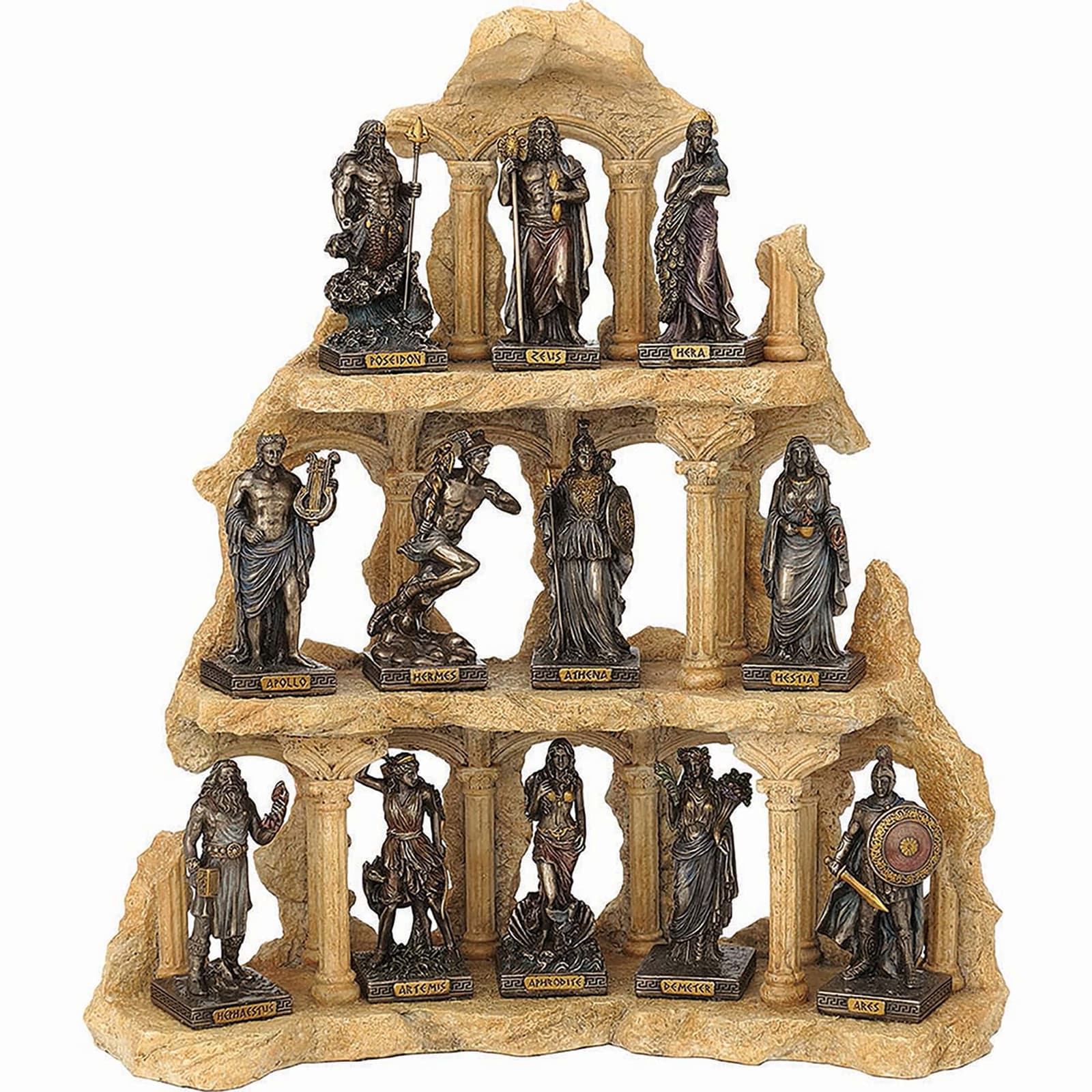 Set 12 Twelve Greek Olympian Gods Pantheon on Olympus Mount Base Bronze Finish Veronese β Statues & figurines from ArtStatues