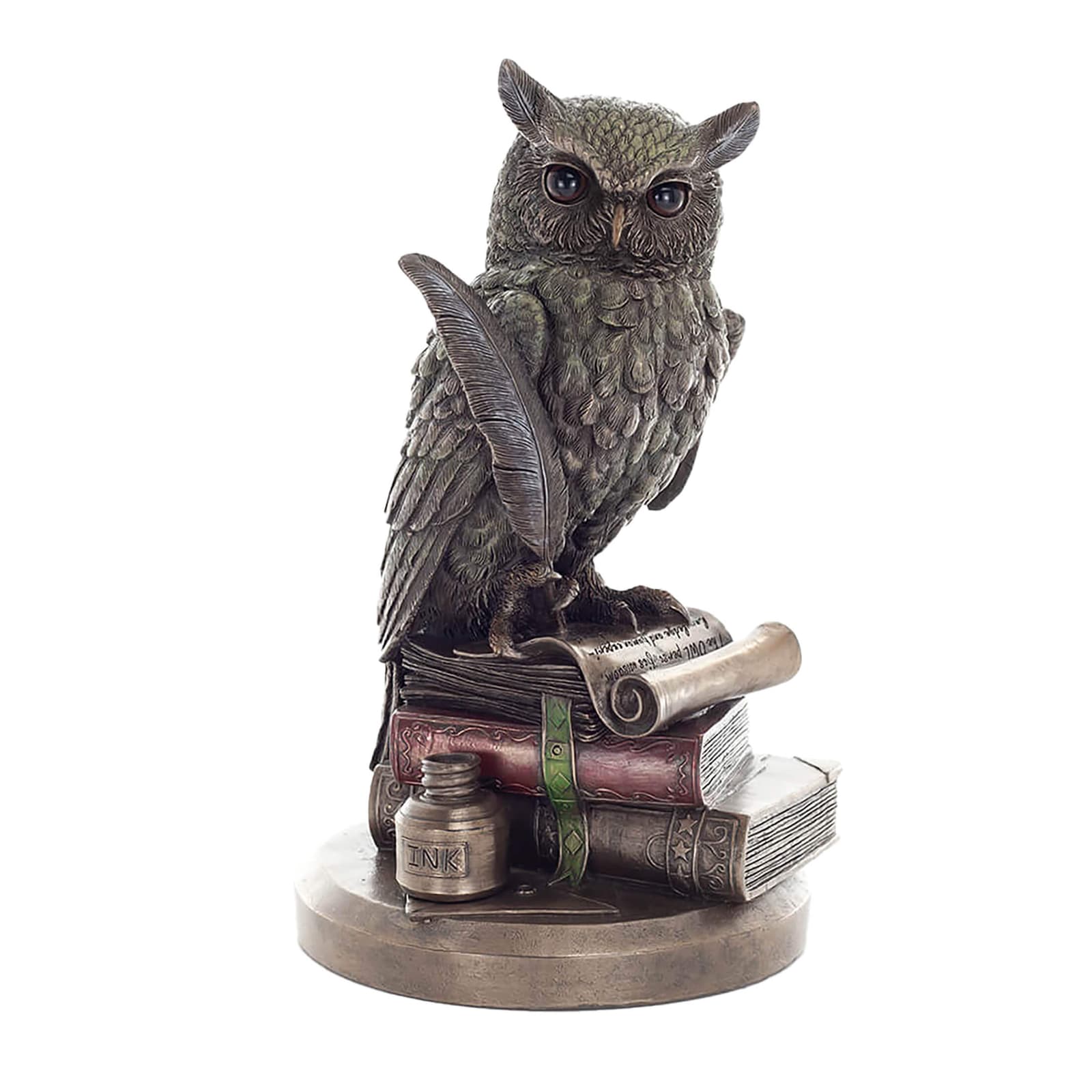 Wise Owl with Quill & Books Statue β 23cm Veronese Cold-Cast Bronze Scholarly Bird Figurine β Statues & figurines from ArtStatues
