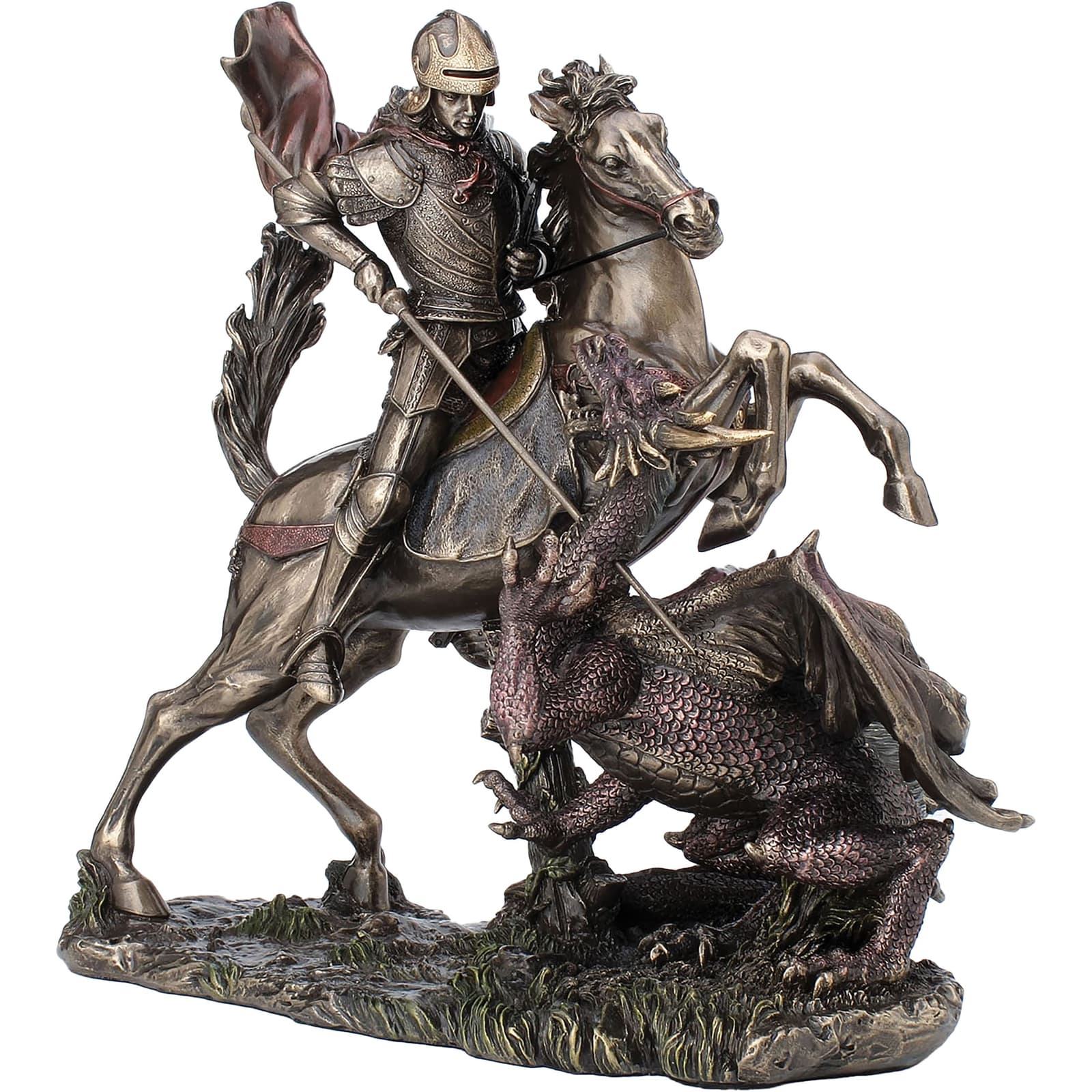 Saint George Slaying the Dragon 27cm Veronese Cold-Cast Bronze Statue β Christian Warrior Figurine β Statues & figurines from ArtStatues