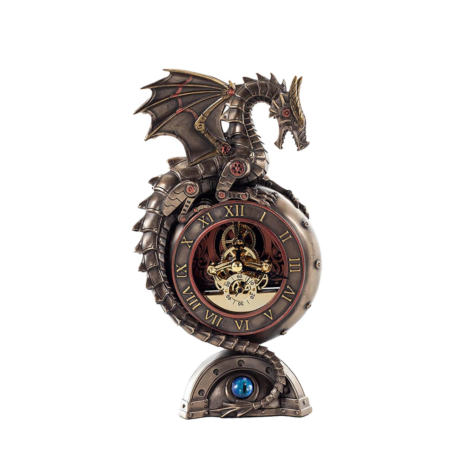 Steampunk Dragon Clock β 24.6 cm Cold-Cast Bronze Table Clock β Statues & figurines from ArtStatues