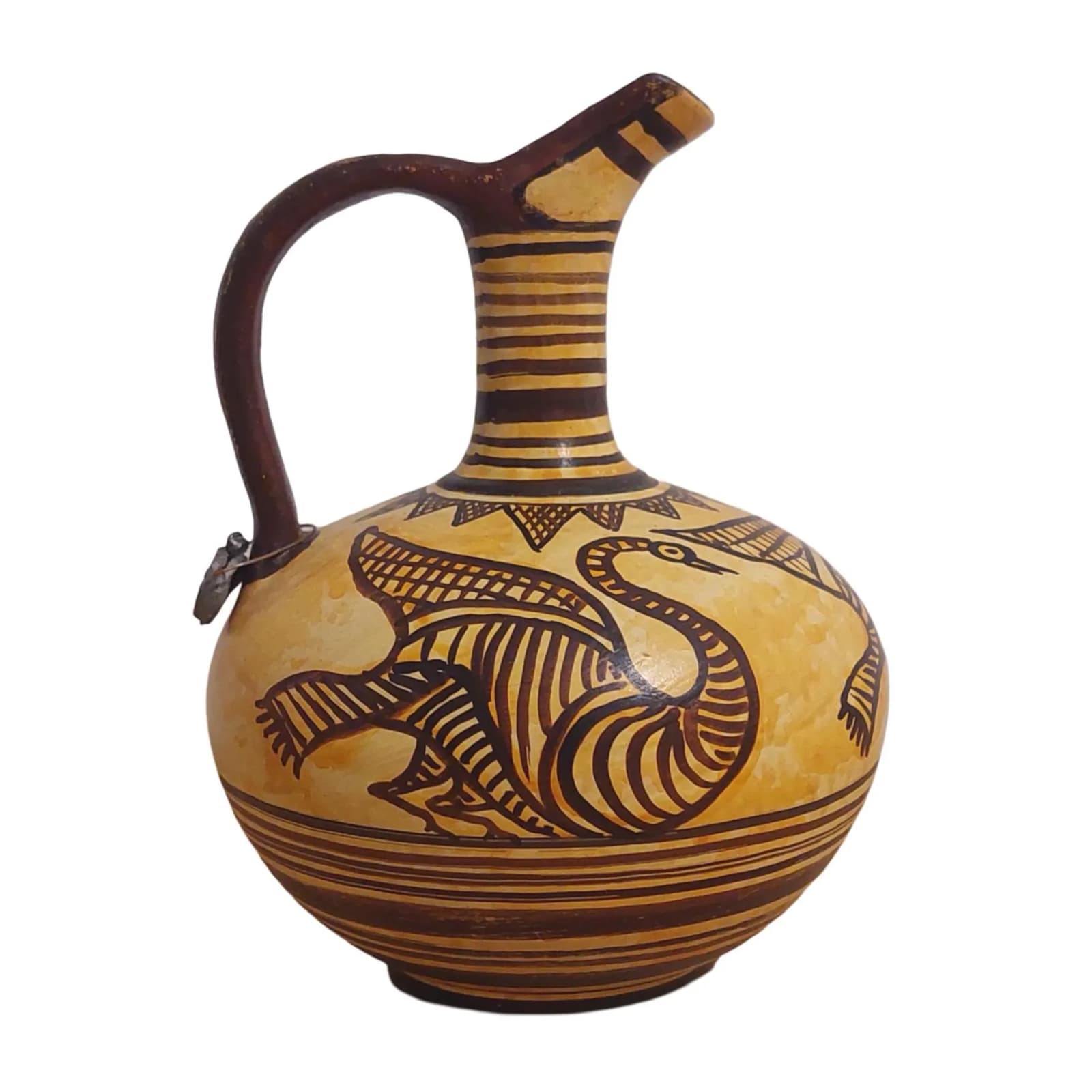 Geometric Bird Oinochoe Ceramic Jug Ancient Greece Museum Replica — Ceramics & pottery from DadArt
