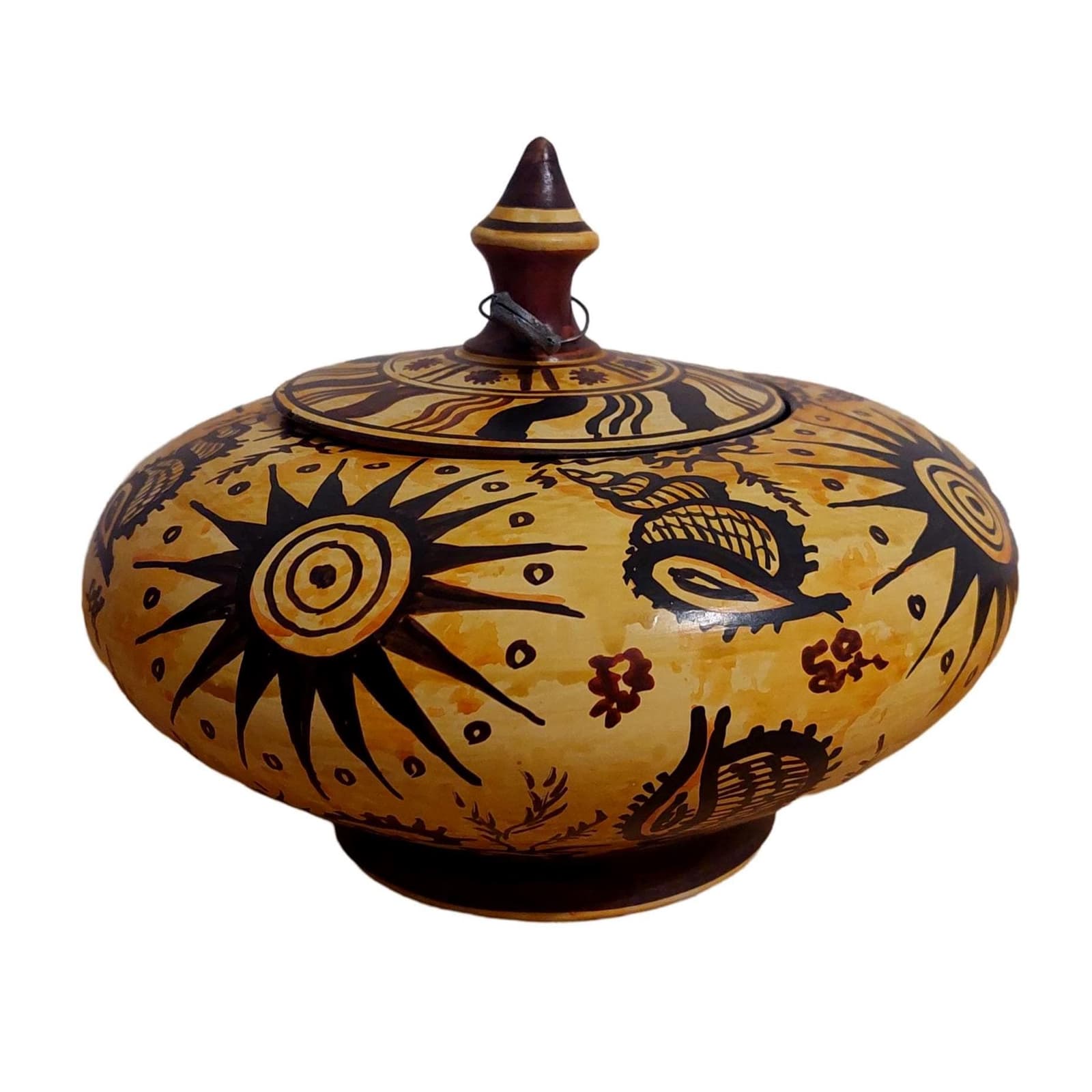 Handmade Greek Ceramic Jewelry Box: Sun Motif Keepsake Container — Ceramics & pottery from DadArt