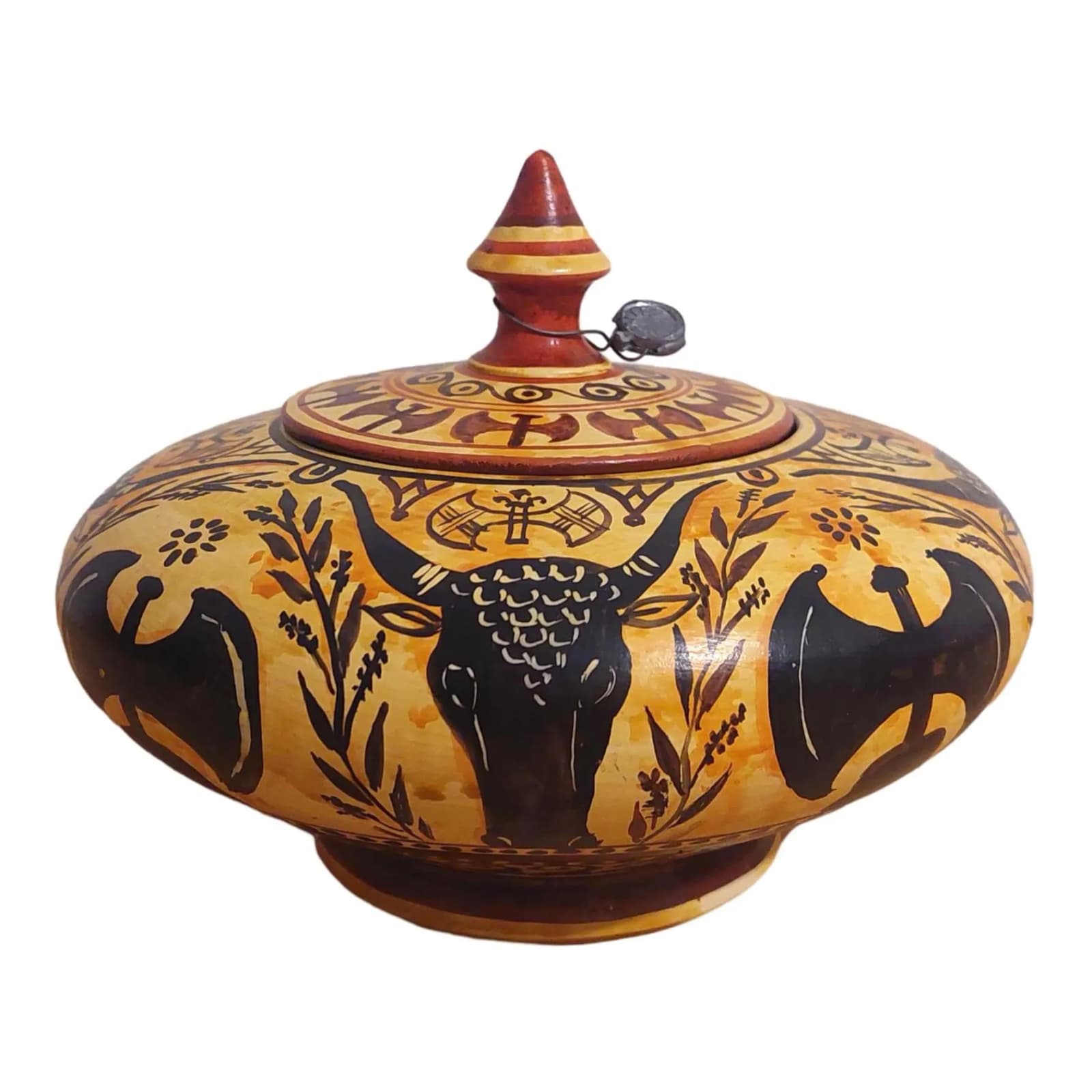 Handmade Minoan Bull Head Ceramic Pot: Mediterranean Art Decor — Ceramics & pottery from DadArt