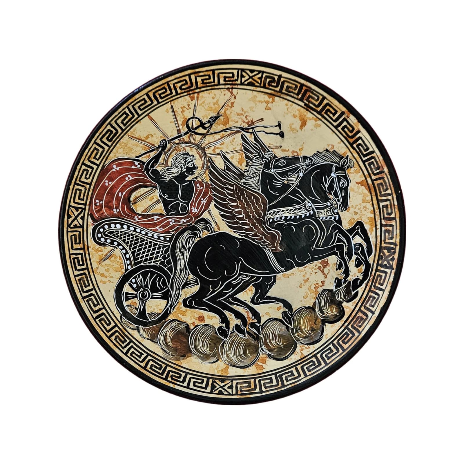 Helios God Plate Greek Ceramic Terracotta Hand Painted Wall Hanging — Ceramics & pottery from DadArt