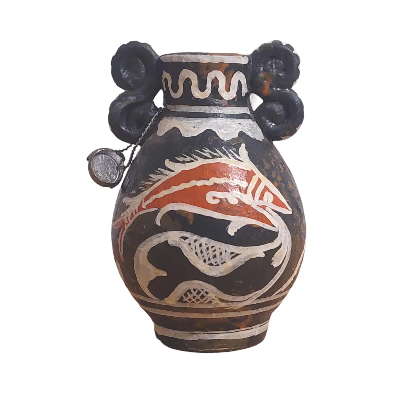 Hand-Painted Minoan Fish Vase: Aegean Ceramic Amphora — Ceramics & pottery from DadArt