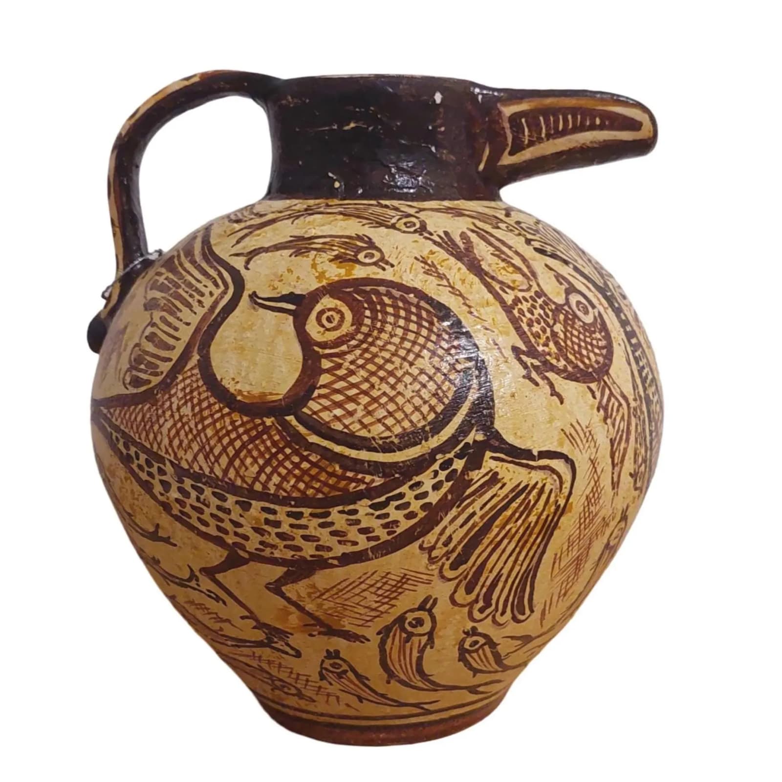 Geometric Bird Oinochoe Ceramic Jug Vase Ancient Greek Museum Exact Replica — Ceramics & pottery from DadArt