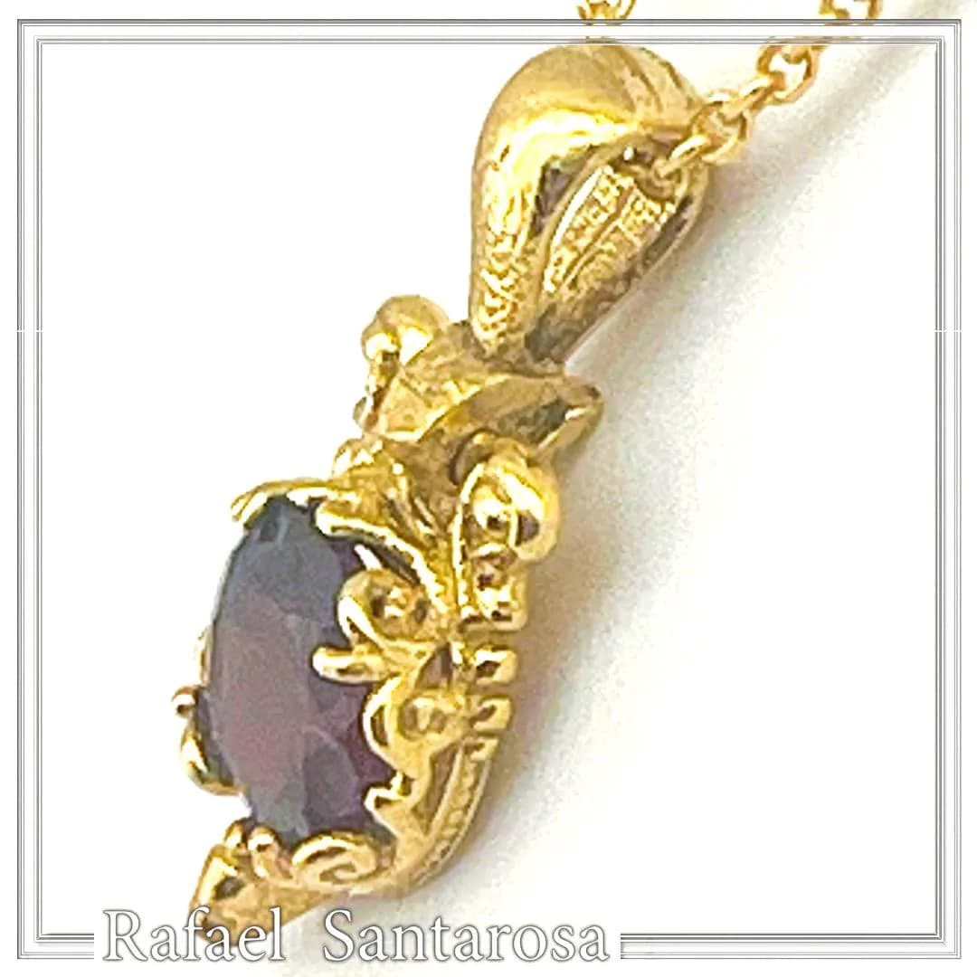 Brilliant Cut Red Garnet Byzantine Style Filigree Necklace: Sterling Silver 18K Gold-Filled Pendant — Necklaces from Rafael Santarosa Fine Jewelry
