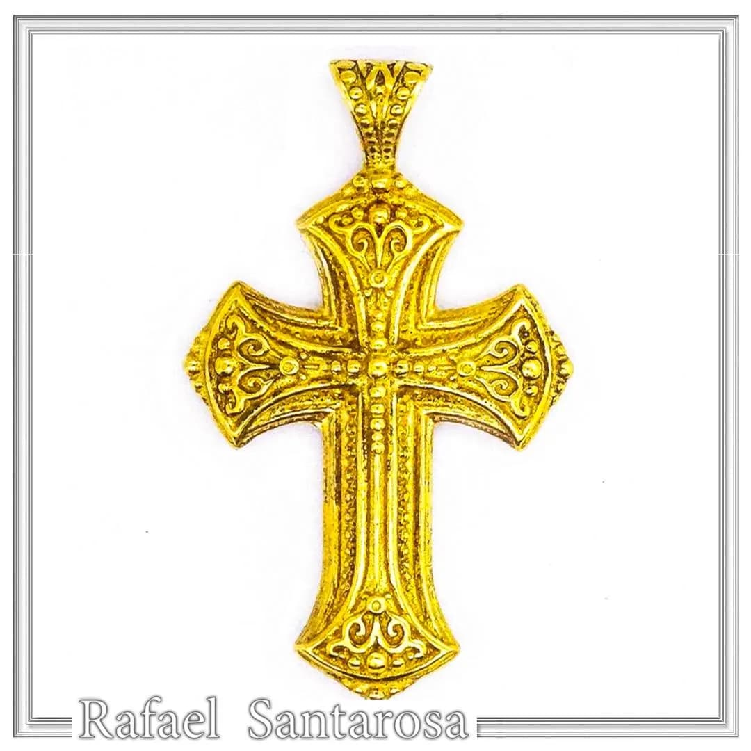 Religious Byzantine Filigree Ornaments Cross Necklace: Sterling Silver Oxidised or 18K Gold Filled Pendant — Necklaces from Rafael Santarosa Fine Jewelry