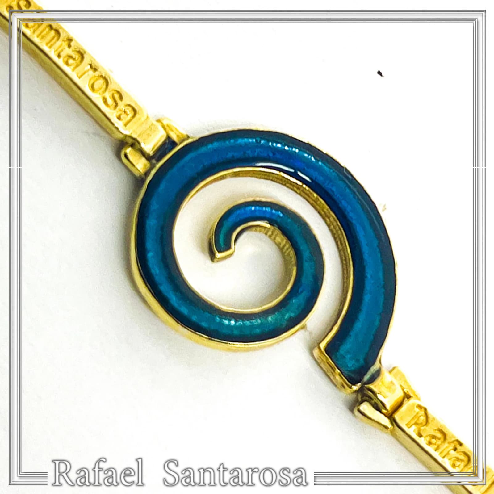 Spiral Sea Blue Enamel Charm Bracelet: Eternity Symbol of Galaxy 18K Gold Filled Silver — Bracelets from Rafael Santarosa Fine Jewelry