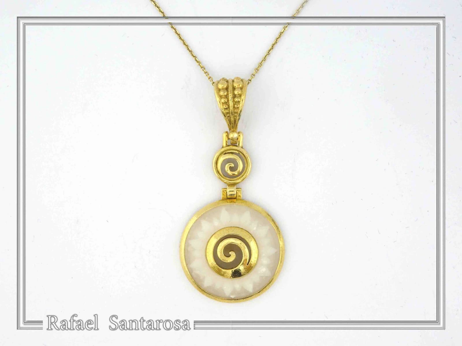 Greek Marble Sunflower Spiral Pendant: 18k Gold-Filled Sterling Silver Necklace — Necklaces from Rafael Santarosa Fine Jewelry