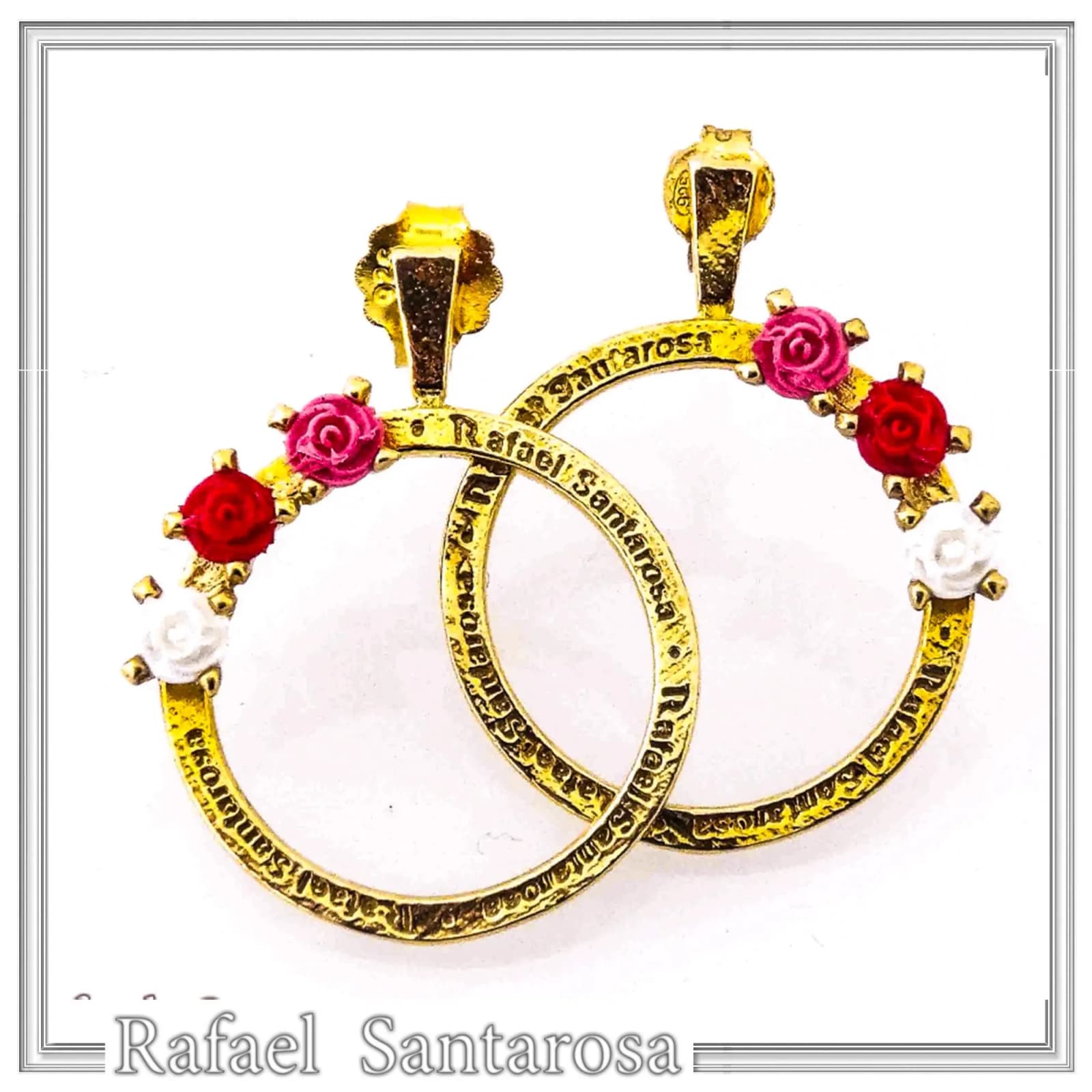 Alabaster Rose Flowers Gems Hoops Floral Earrings for Girls: Sterling Silver 18K Gold Filled — Earrings from Rafael Santarosa Fine Jewelry