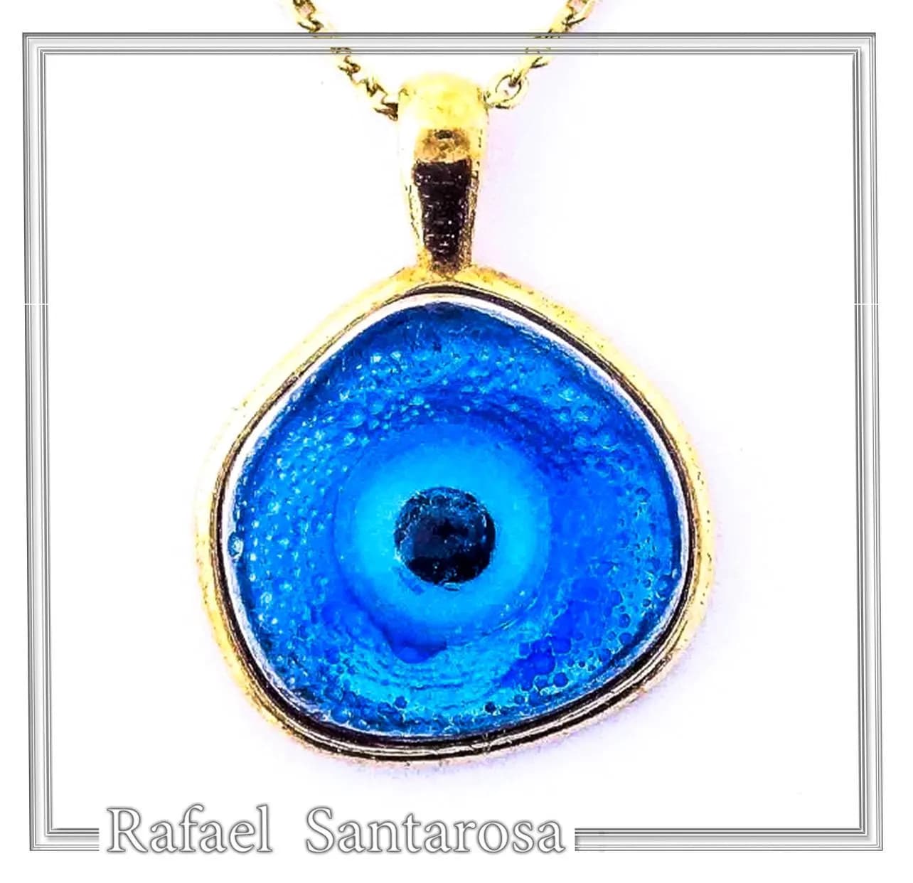 Evil Eye Talisman Against Evil Necklace: Sky Blue Enamel, 18K Gold-Filled Sterling Silver — Necklaces from Rafael Santarosa Fine Jewelry