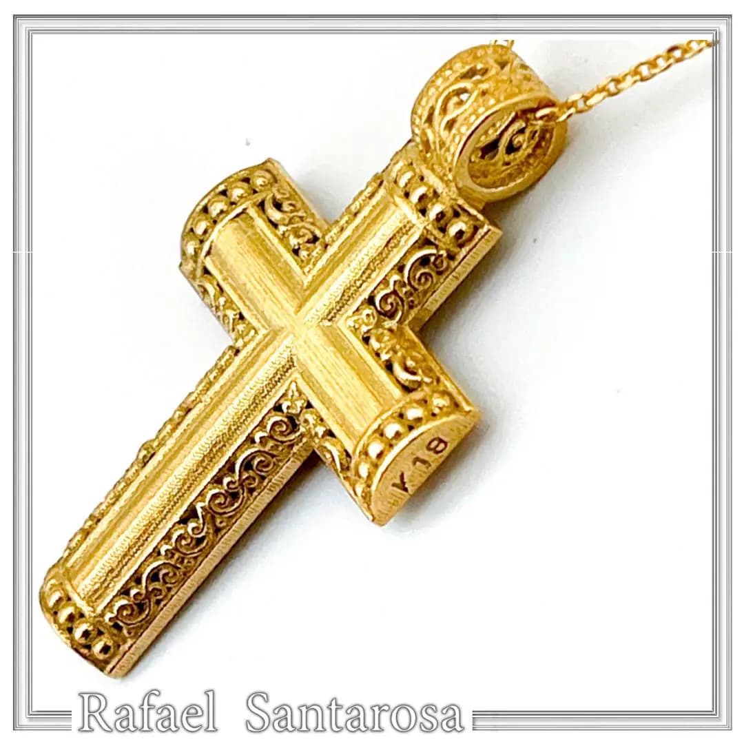 Byzantine Filigree Orthodox Christian Religious Baptism Cross Pendant 18K Solid Gold Cross — Necklaces from Rafael Santarosa Fine Jewelry