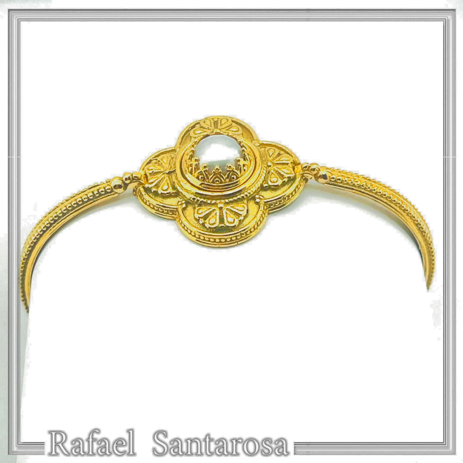 Byzantine Cross Pearl Filigree Bangle Bracelet: 18K Gold Filled Sterling Silver — Bracelets from Rafael Santarosa Fine Jewelry
