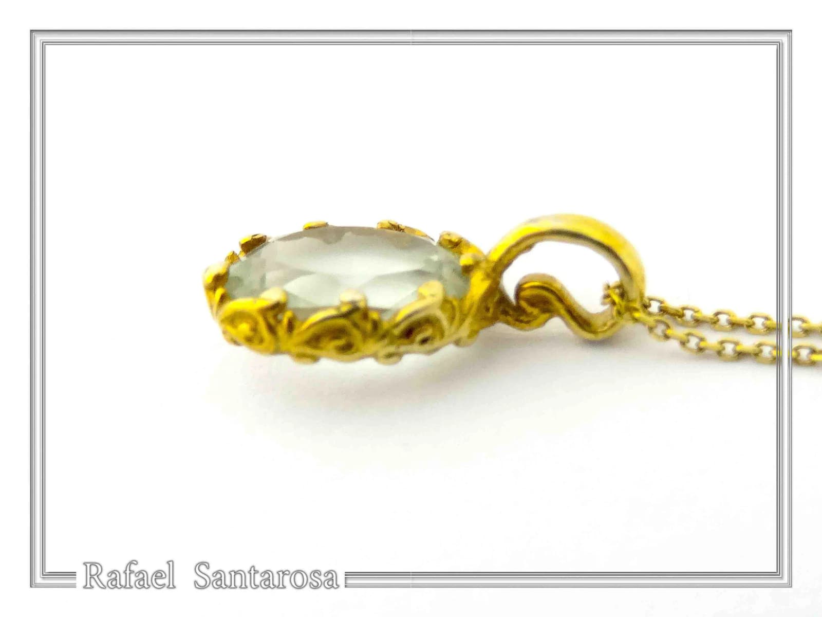 Filigree Bezel on Natural Sky Blue Topaz Pendant: Sterling Silver 18K Gold-Filled — Necklaces from Rafael Santarosa Fine Jewelry