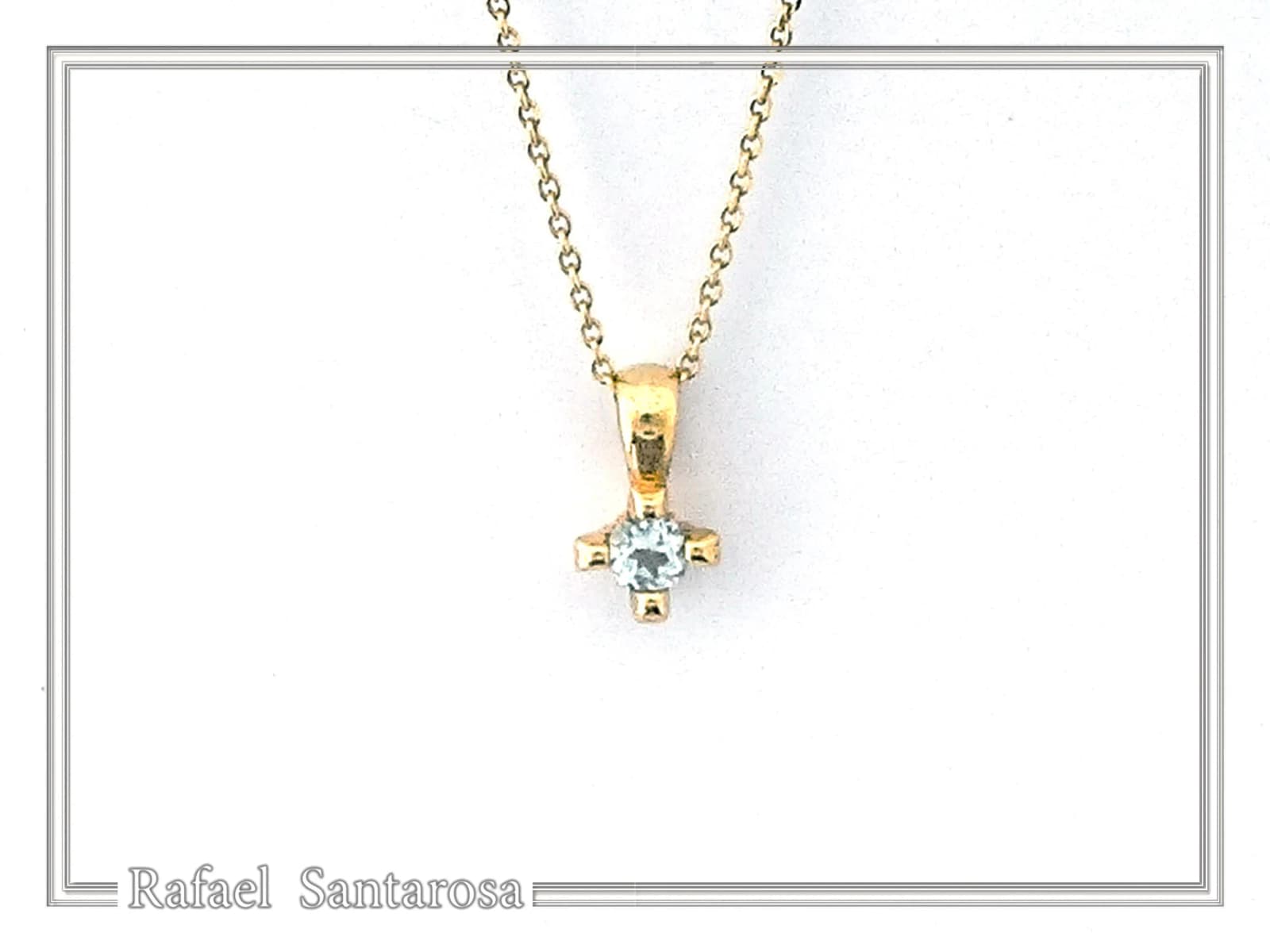 18K Solid Gold Tiny Minimal Natural Gemstone Pendant: Brillant cut Amethyst, Peridot, Garnet, Topaz — Necklaces from Rafael Santarosa Fine Jewelry