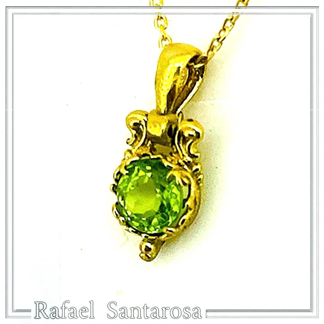 Filigree Genuine Peridot Byzantine Style Charm Necklace: 18K Gold-Filled Sterling Silver Pendant — Necklaces from Rafael Santarosa Fine Jewelry