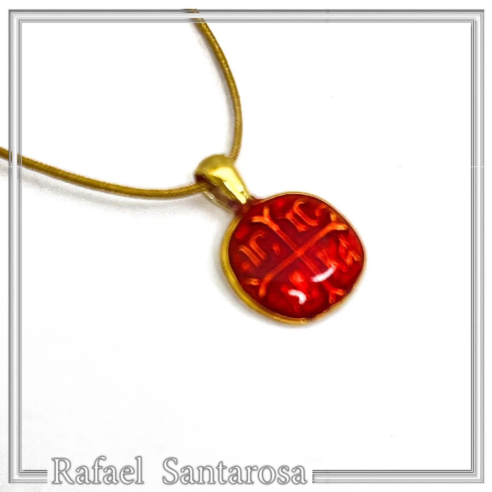 Extra Tiny Protection cross coin icxc nika necklace, red enamel, gold filled Sterling silver. — Necklaces from Rafael Santarosa Fine Jewelry