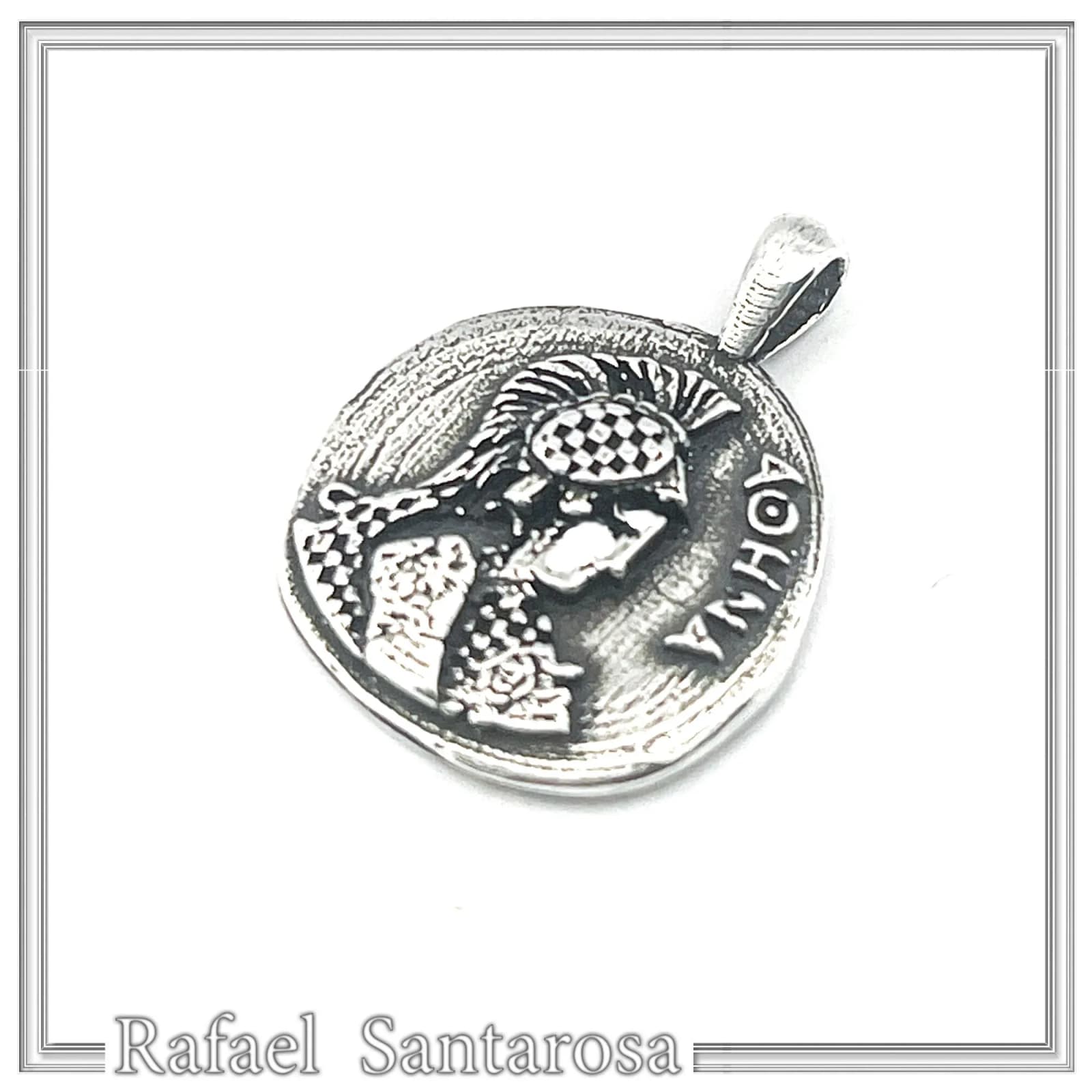 Athena Goddess Victorious Coin Pendant: Greek Museum Replica Oxidized Sterling Silver — Necklaces from Rafael Santarosa Fine Jewelry