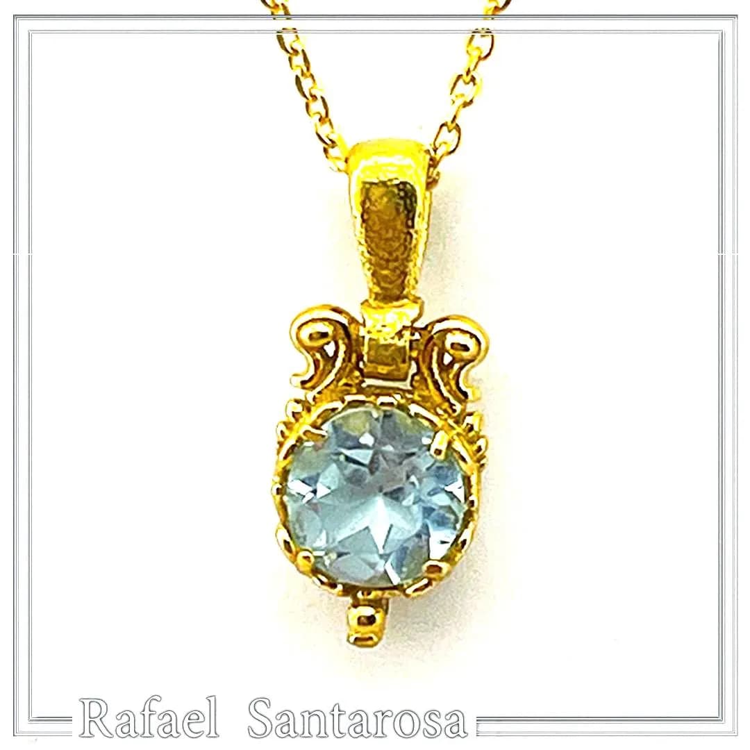 Natural Topaz Filigree Charm Necklace: 18K Gold-Filled Sterling Silver Delicate Tiny Pendant — Necklaces from Rafael Santarosa Fine Jewelry