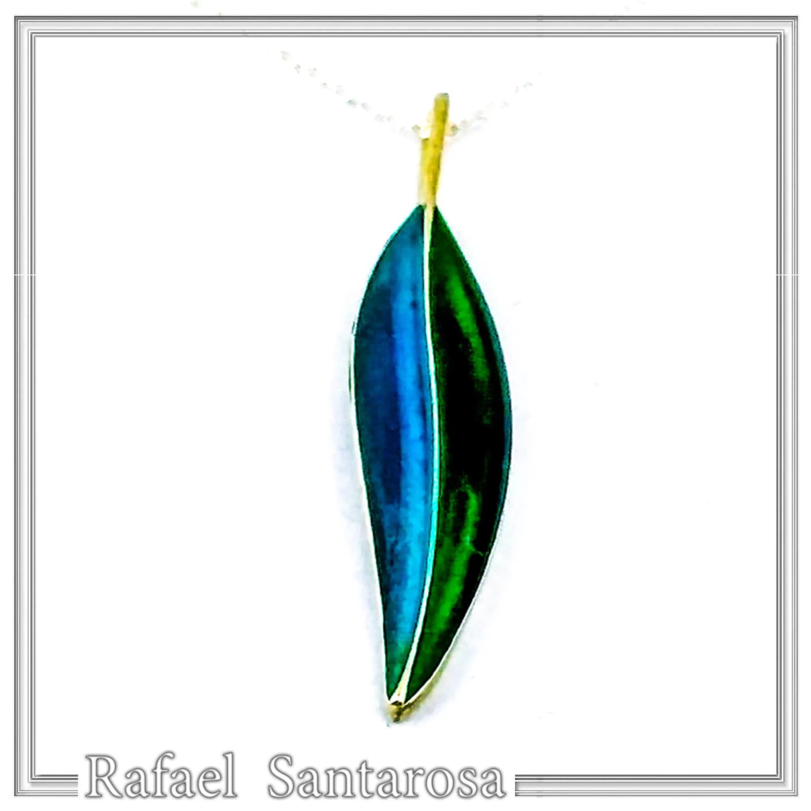 Olive Leaf minimal Pendant: Sterling Silver Enamel Floral Necklace — Necklaces from Rafael Santarosa Fine Jewelry