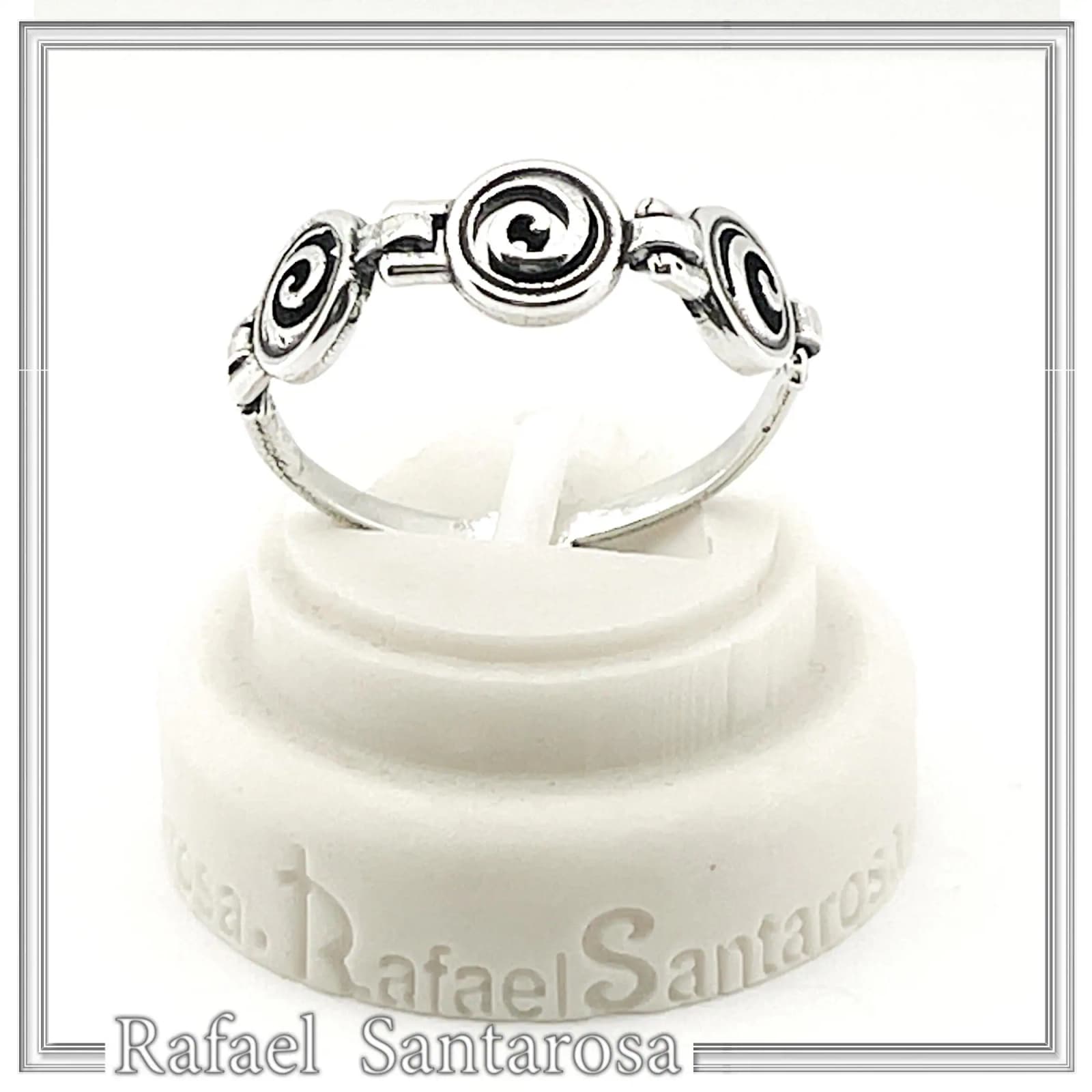 Spiral Eternity Symbol Beaded Ring: Handmade Oxidized Sterling Silver — Rings from Rafael Santarosa Fine Jewelry