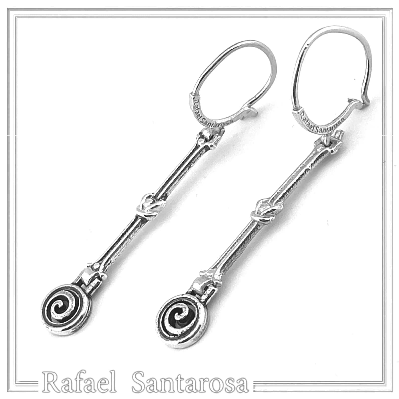 Spiral Dangle Earrings with Hercules Knot design: Sterling Silver Ancient Greek Museum Jewelry — Earrings from Rafael Santarosa Fine Jewelry