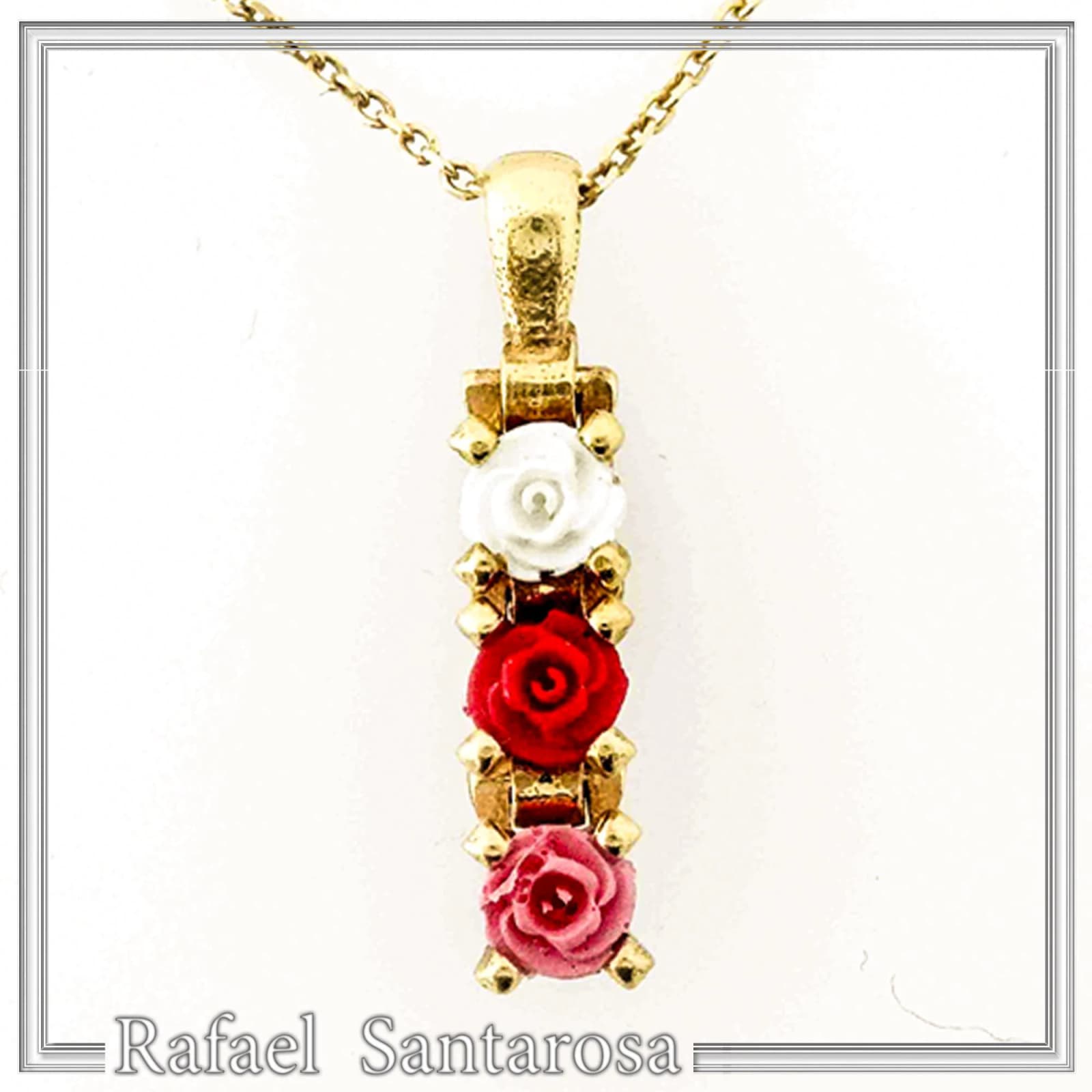 Sterling Silver Rose Flower Pendant Necklace: 18K Gold Filled Floral Jewelry — Necklaces from Rafael Santarosa Fine Jewelry