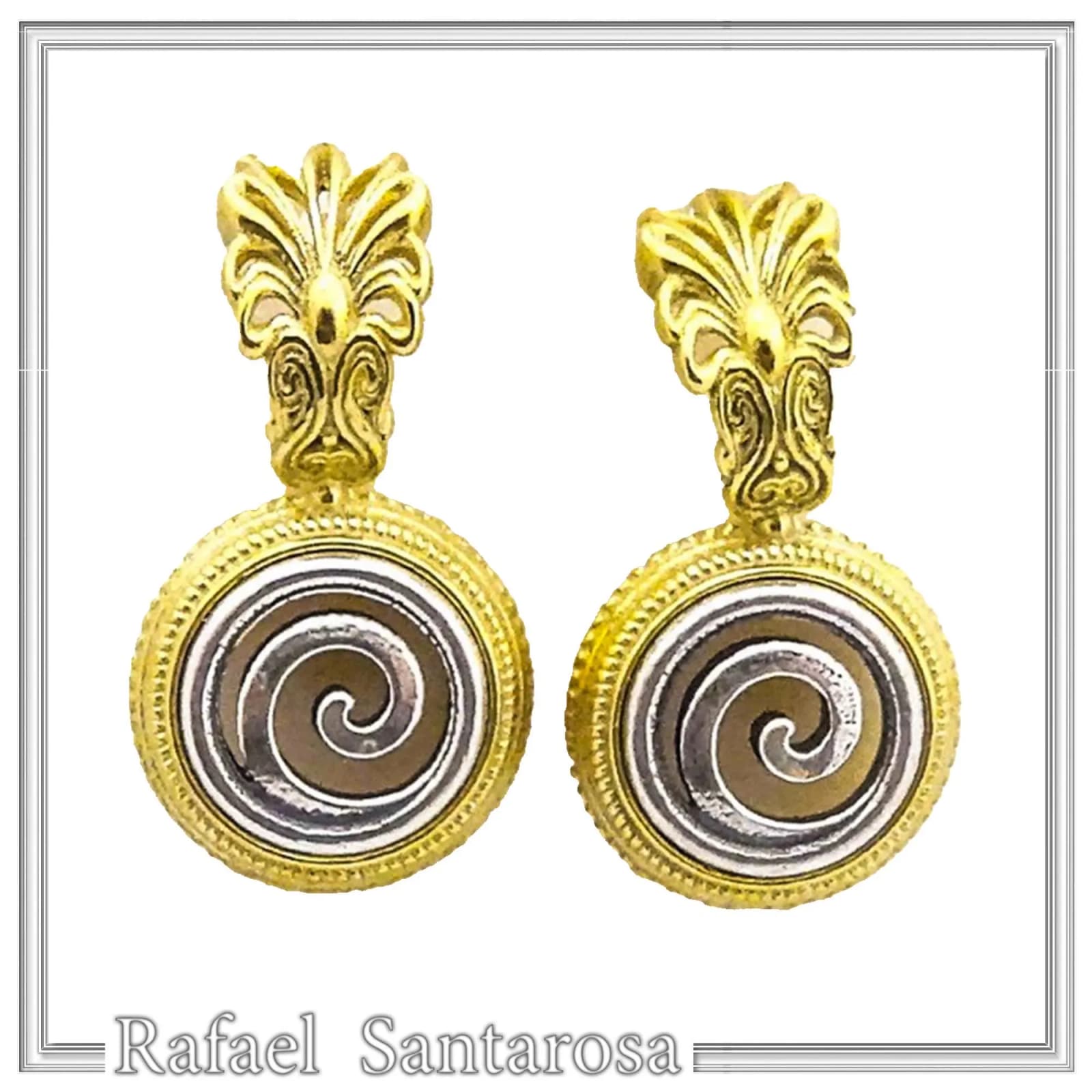 Antefix Greek Spiral Earrings, Sterling Silver, 18k Gold Filled, Hellenic eternity symbol Drop Earrings — Earrings from Rafael Santarosa Fine Jewelry