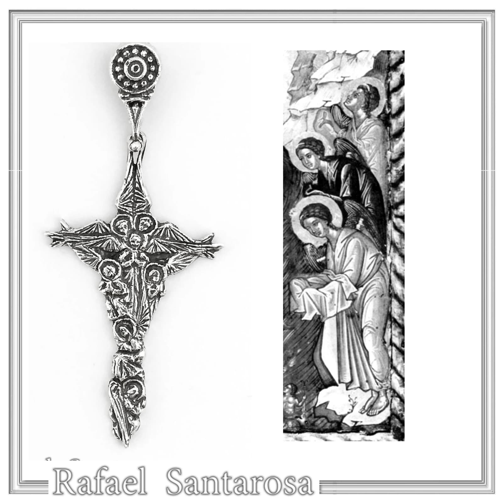 Byzantine 7 angels cross talisman, angel guardian, Greek orthodox Christian cross pendant — Necklaces from Rafael Santarosa Fine Jewelry