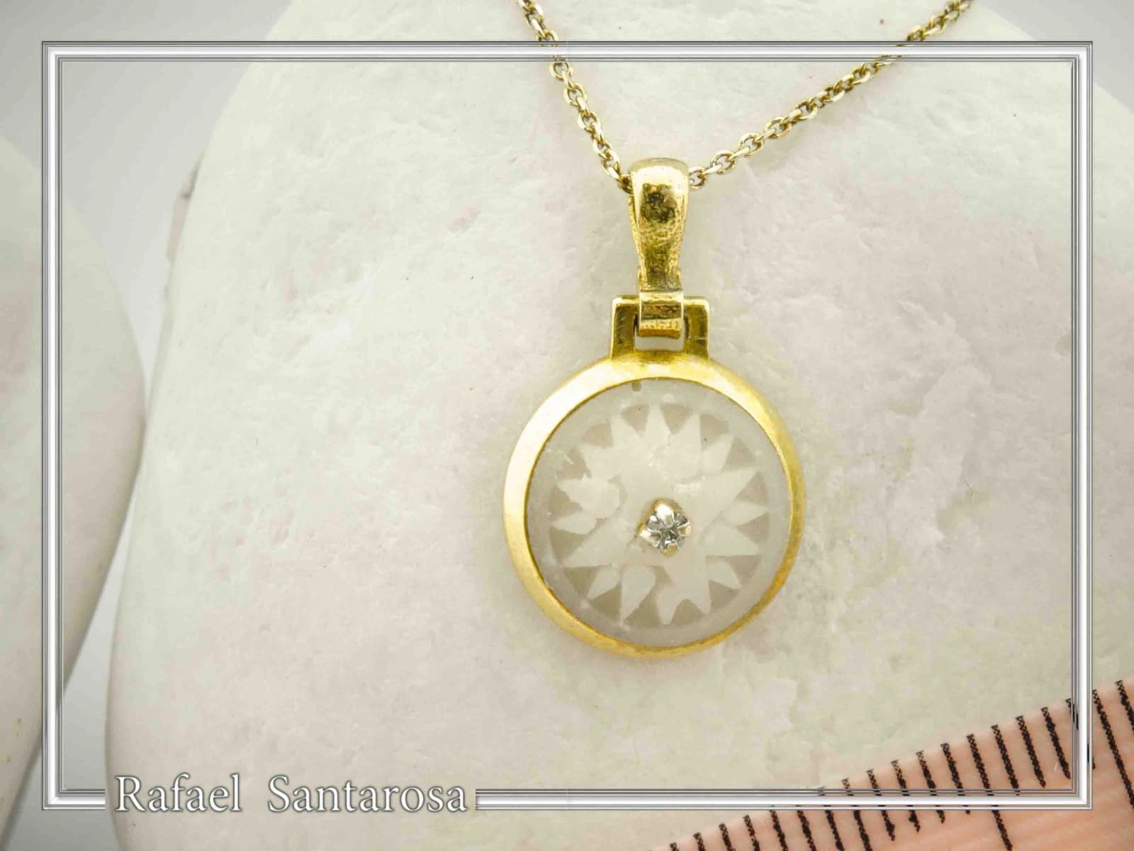 Marble Greek Macedonian Sun Symbol Necklace: Ancient Greek Museum 18K Gold-Filled Silver Pendant — Necklaces from Rafael Santarosa Fine Jewelry