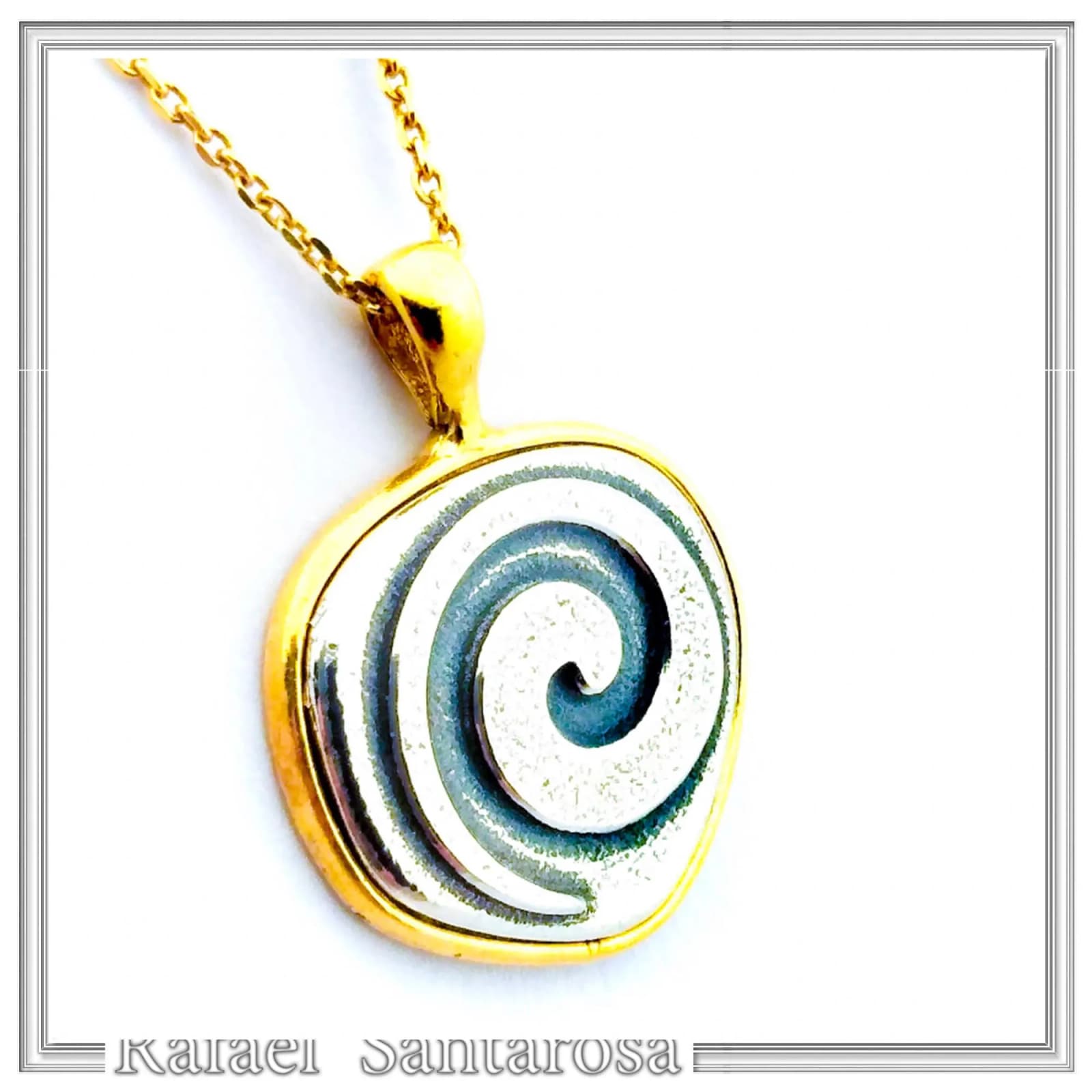 Spiral of Eternity Necklace: Milkyway Symbol Oxidized & 18K Gold Filled Sterling Silver Pendant — Necklaces from Rafael Santarosa Fine Jewelry