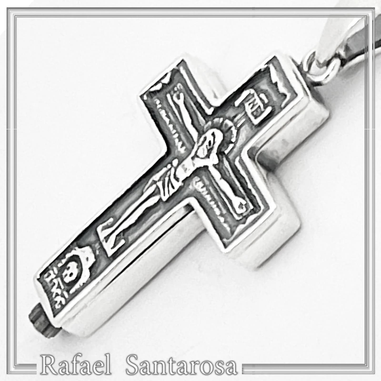 Byzantine Relic Holder Reliquary Cross Pendant: Oxidized Sterling Silver Cross for Men — Necklaces from Rafael Santarosa Fine Jewelry