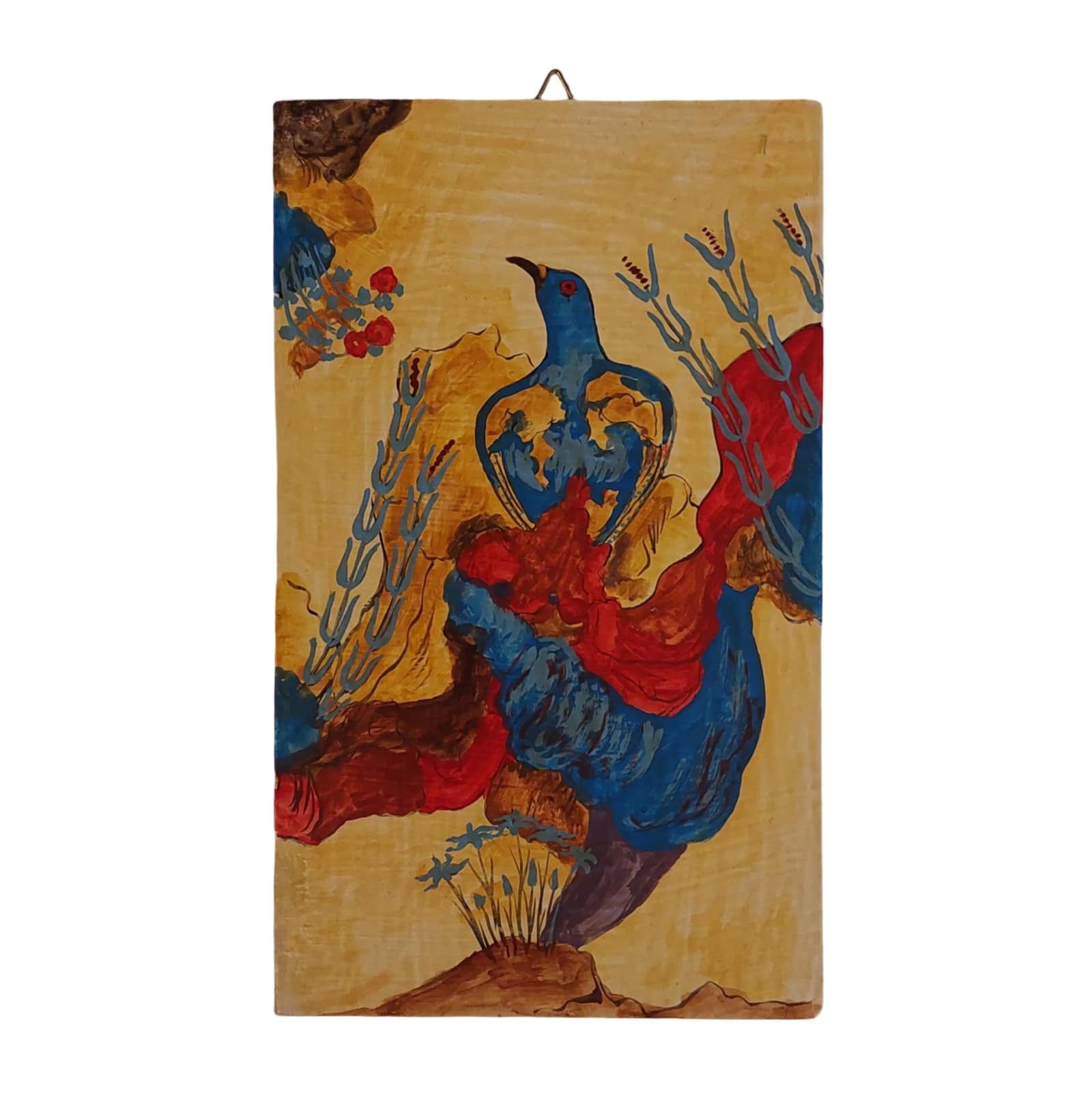 Minoan Blue Birds Wall Art Knossos Fresco Replica Hand Painted Painting — Paintings from WoodMuse Art